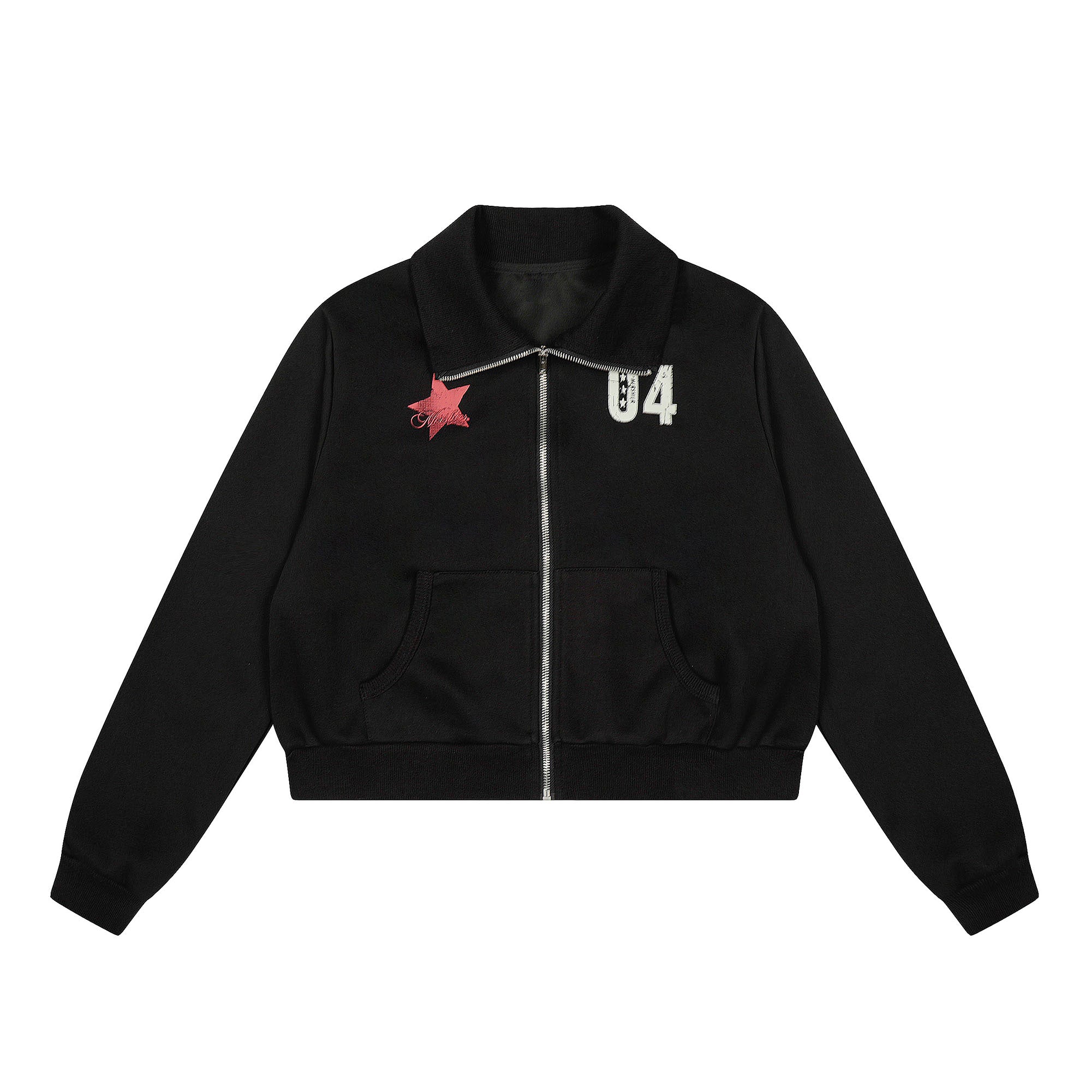 Star & 04 Graphic Zip-Up Sweatshirt