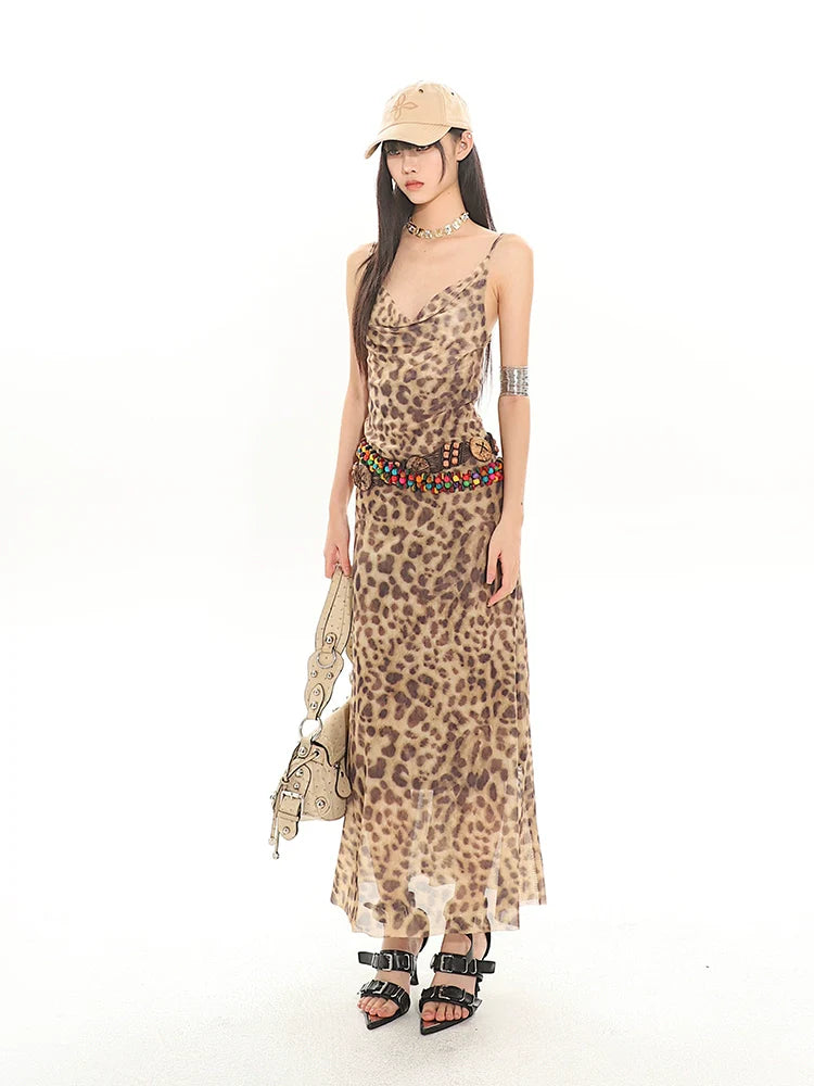 Leopard Print Slip Maxi Dress