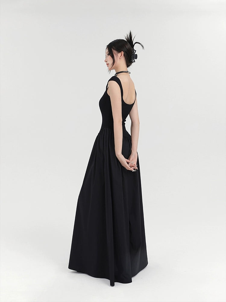 Black Cap Sleeve Ball Gown