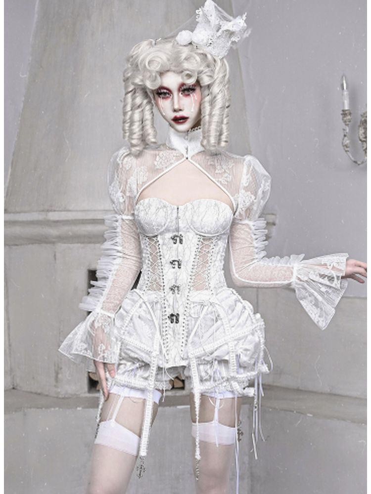 White Corset Bloomer Set