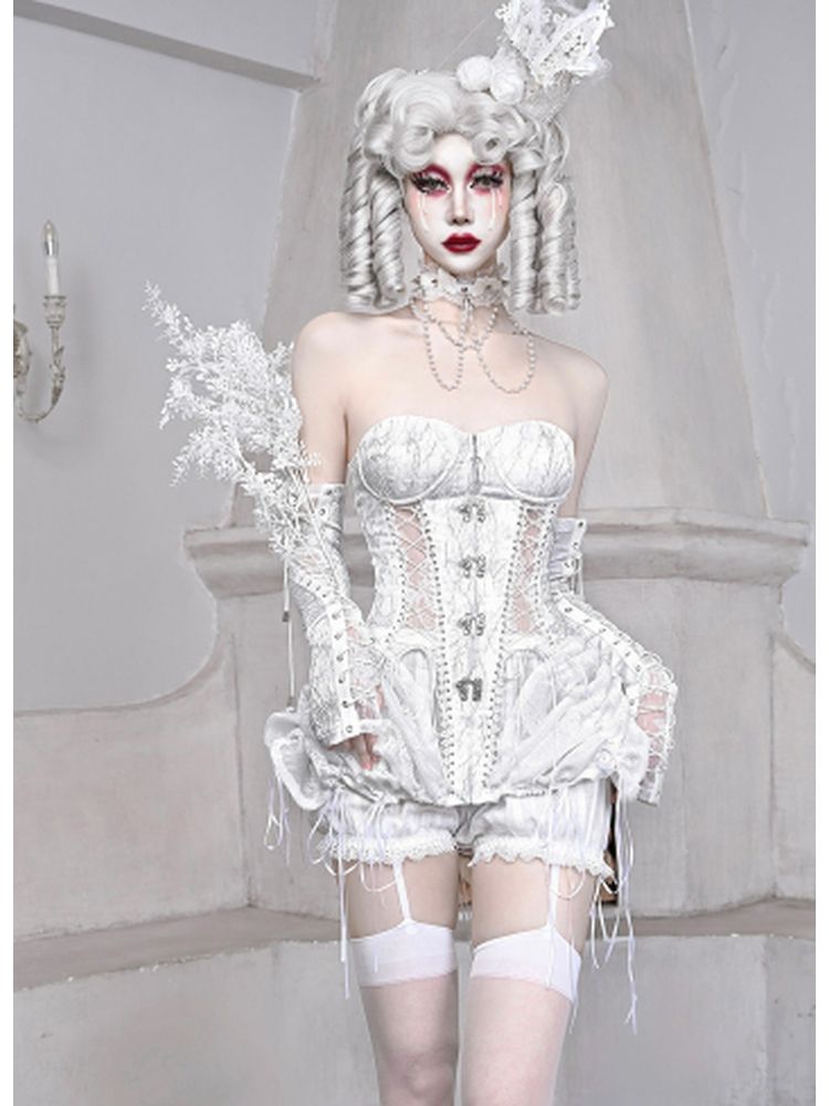 White Corset Bloomer Set