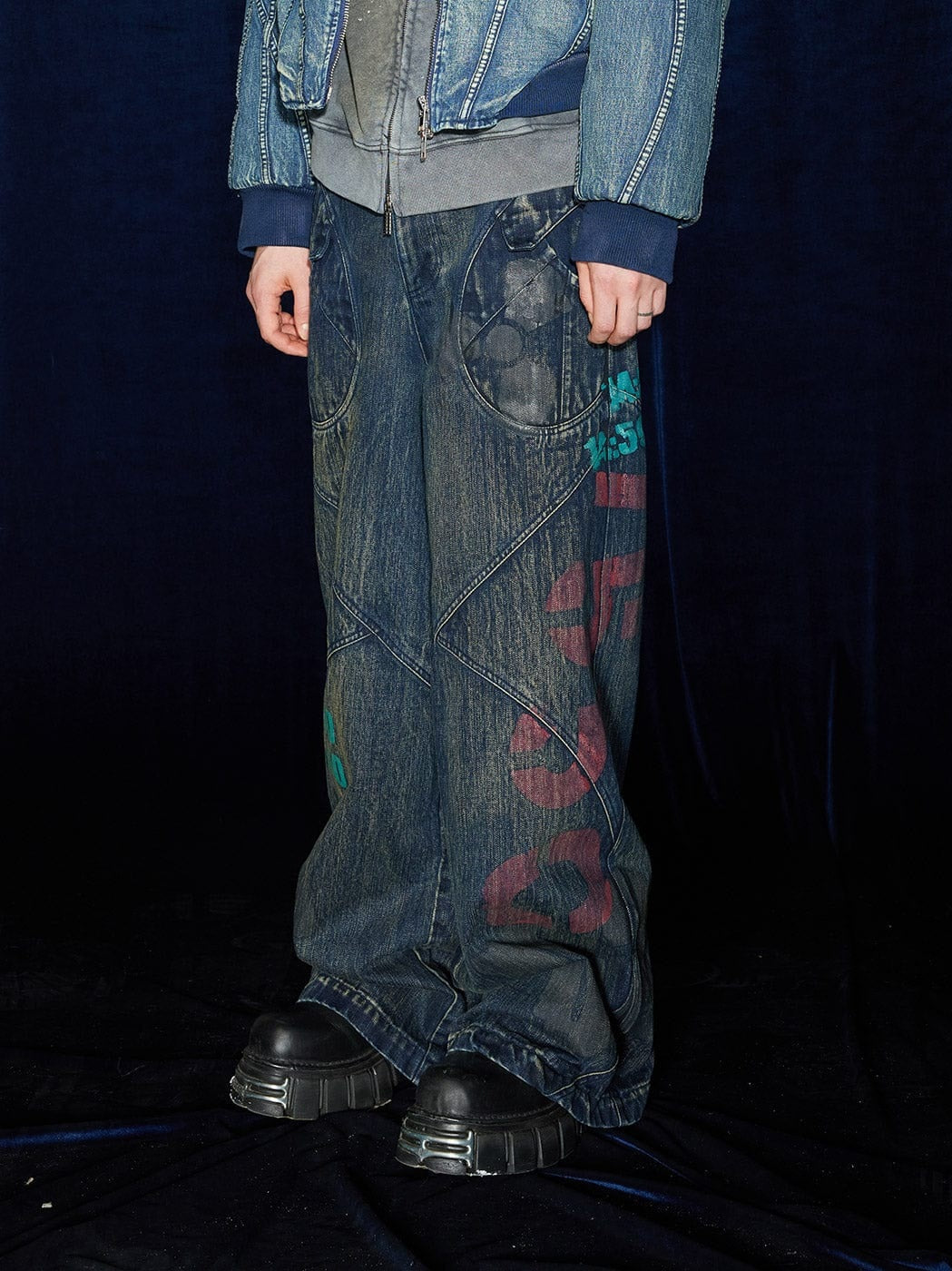 Graffiti Wide Leg Jeans
