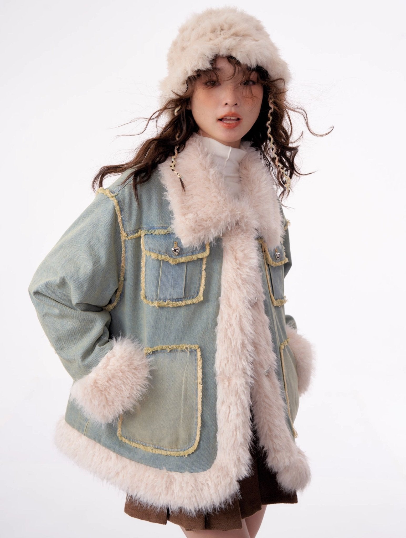 Fur Trim Denim Jacket