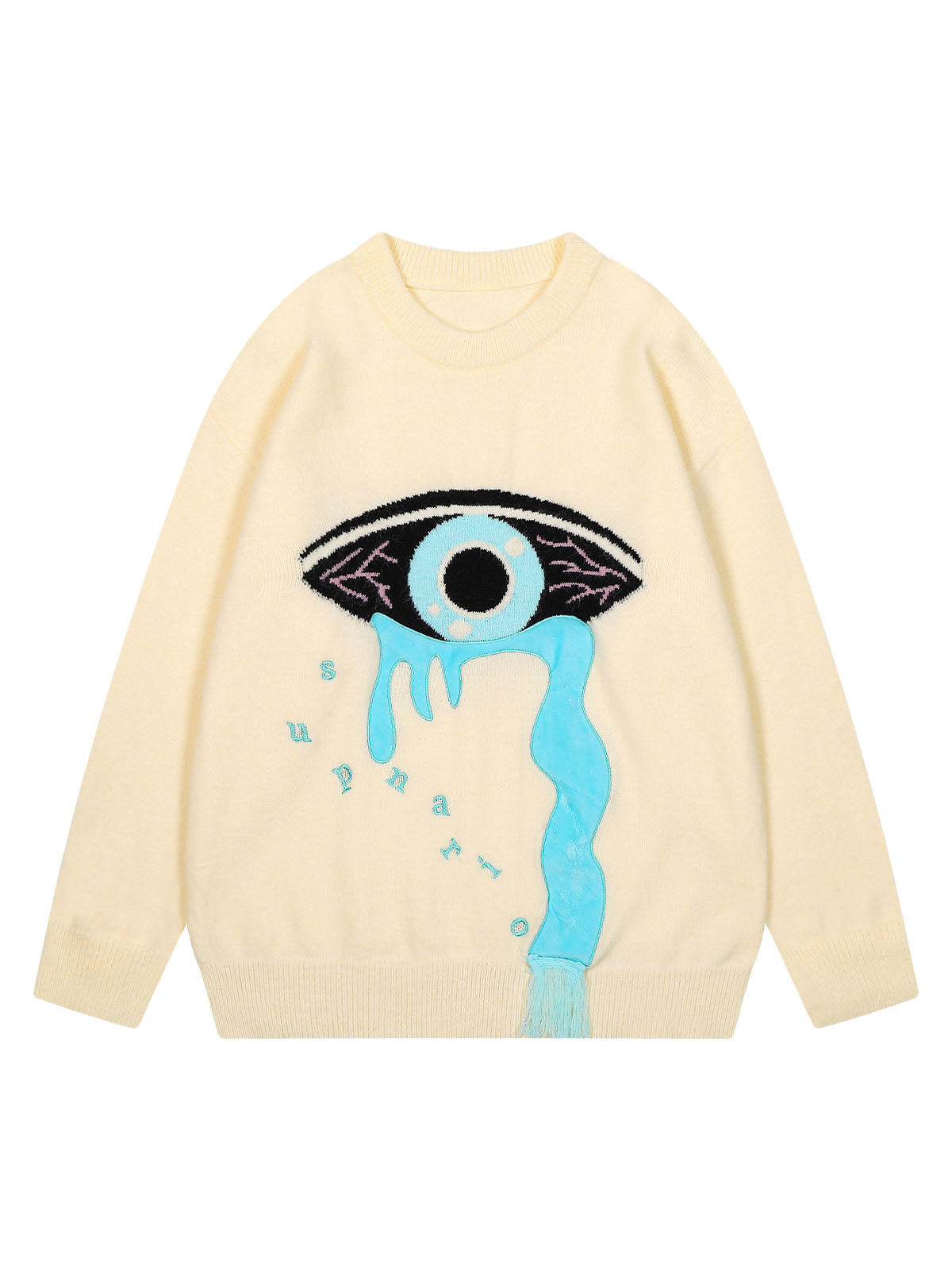 Thesupermade Tear Eye Knit Crew Neck Sweater