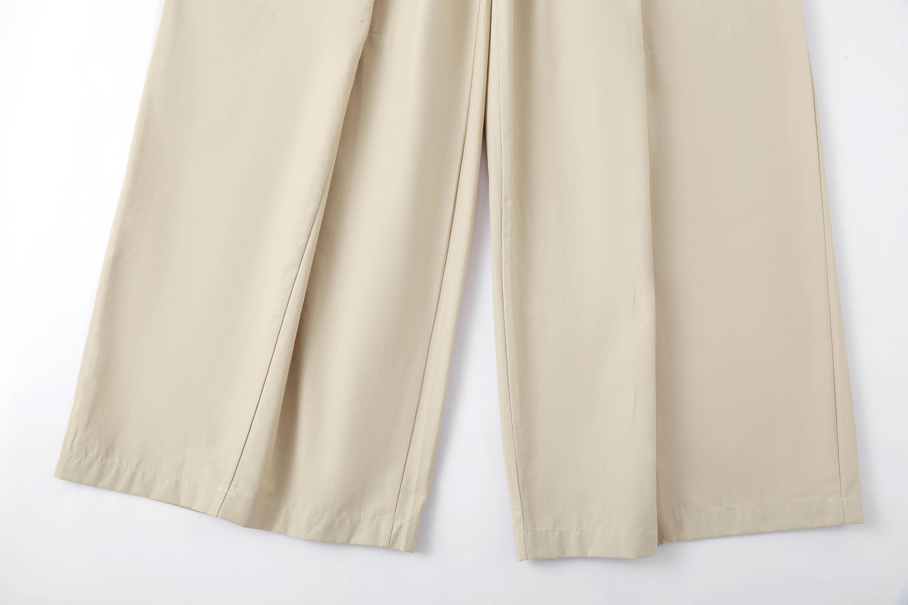 Spliced Wide-Leg Drawstring Pants