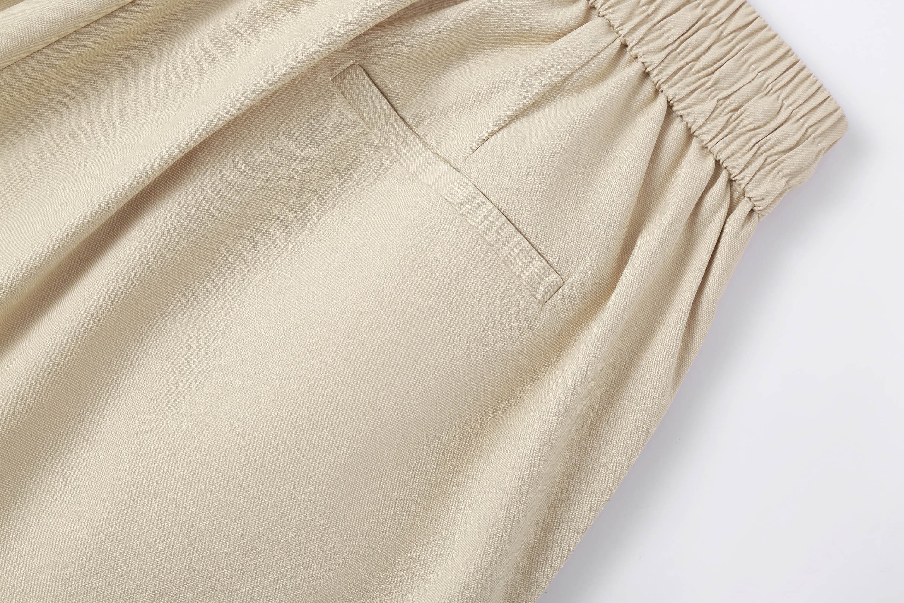 Spliced Wide-Leg Drawstring Pants