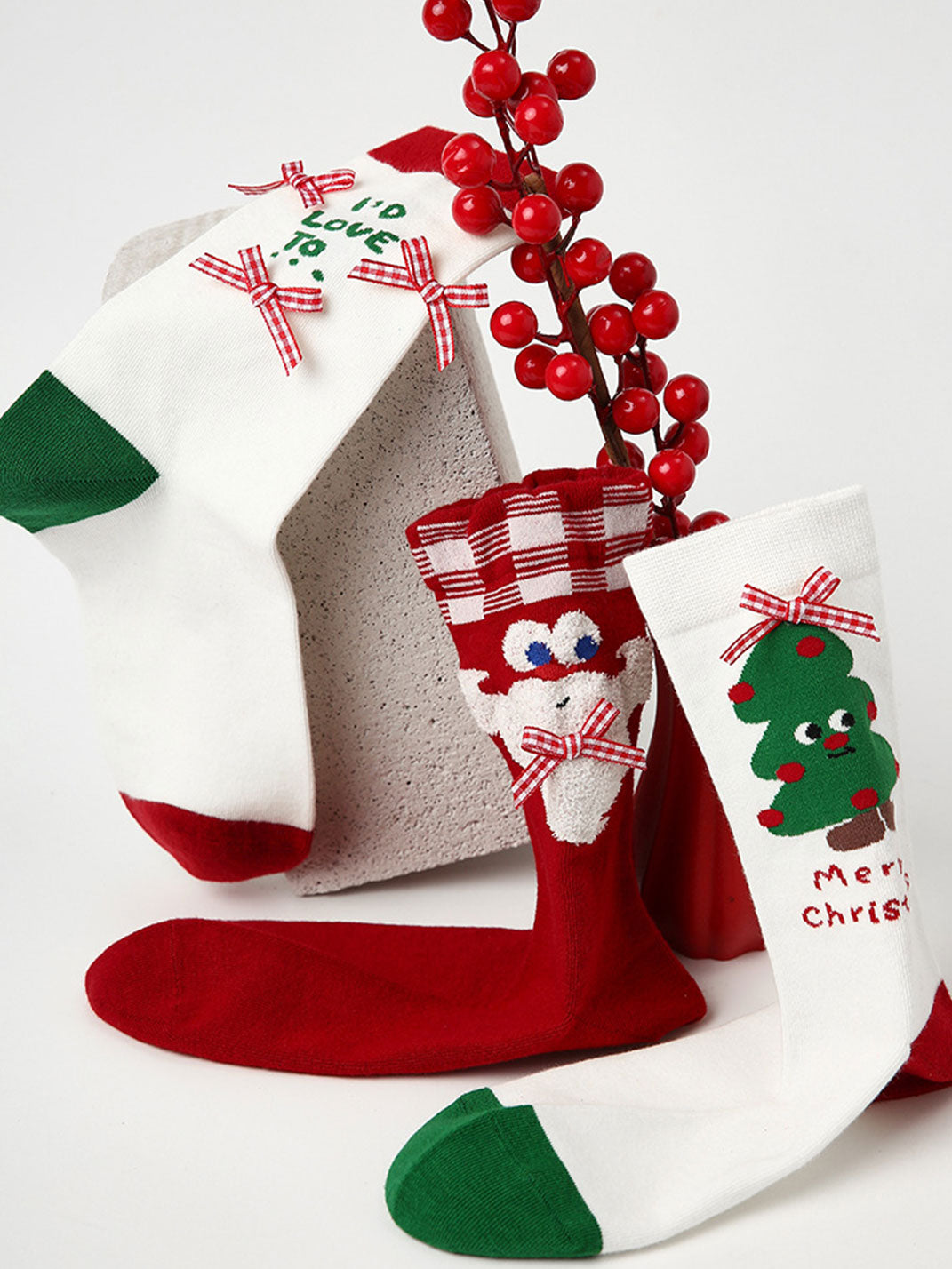3 Pack Christmas Themed Warm Mid-calf Socks for Women