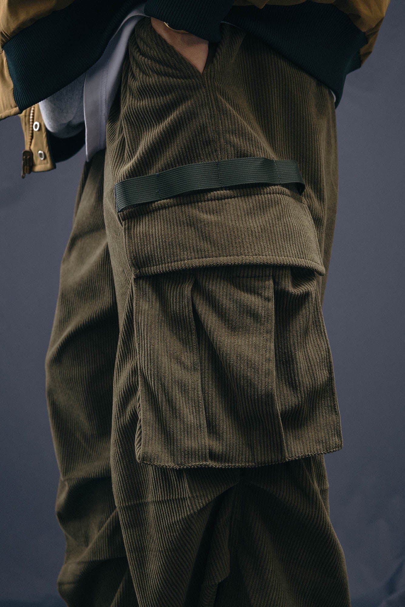 Corduroy Crinkled Cargo Pants