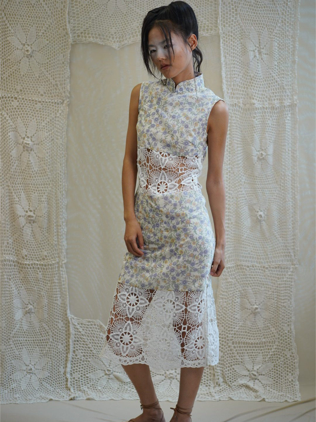 Floral Lace Cheongsam Dress