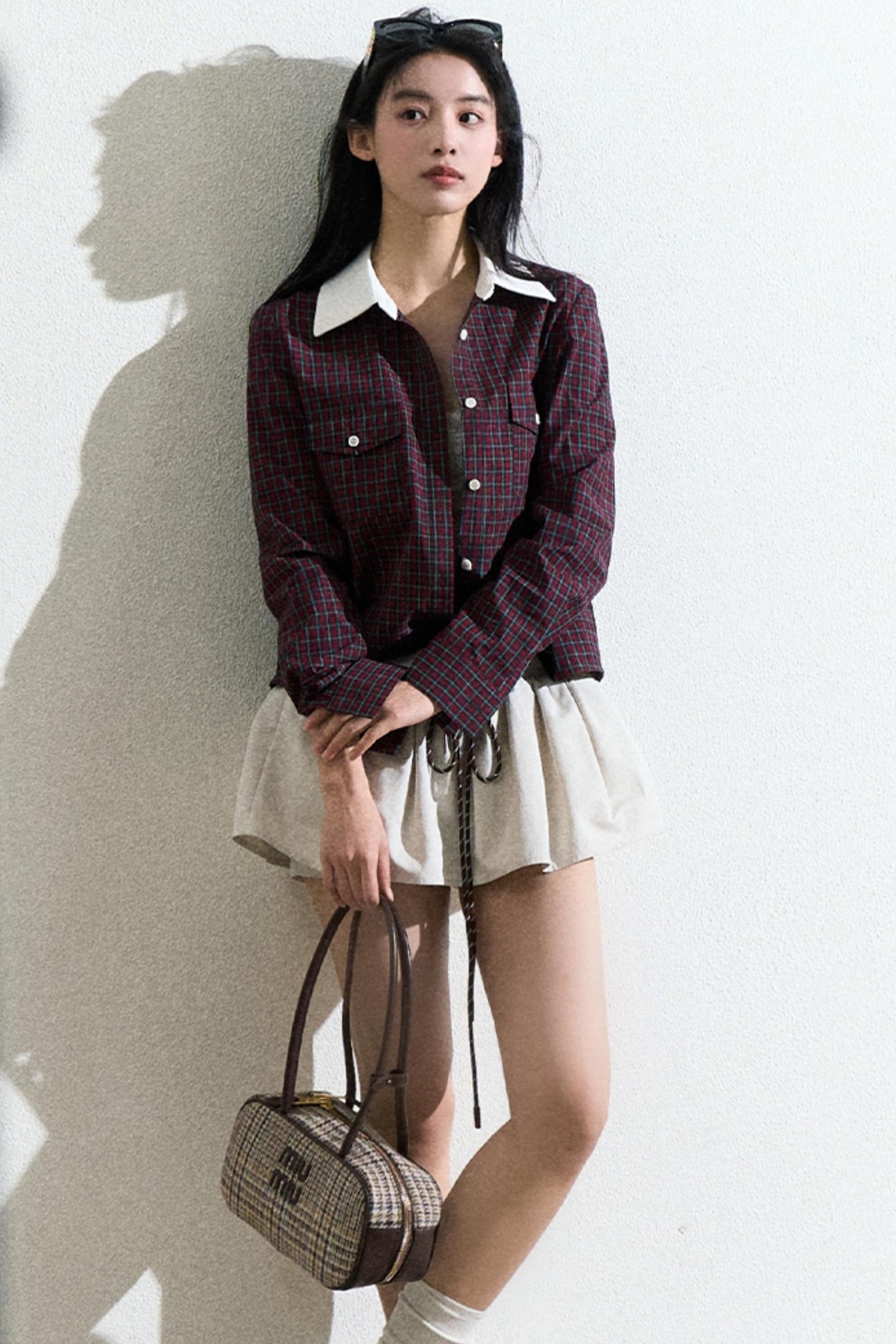 Dark Red Checkered Casual Shirt