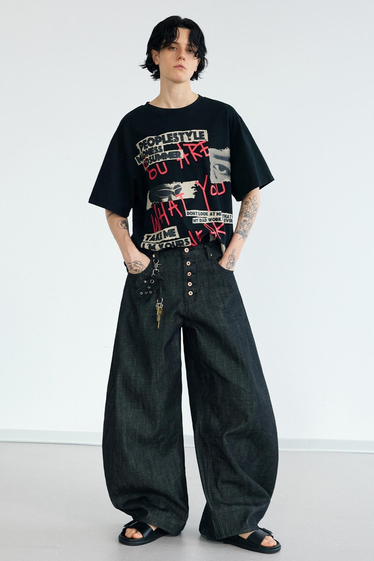 Men's Wide-Leg Curved Knife Jeans