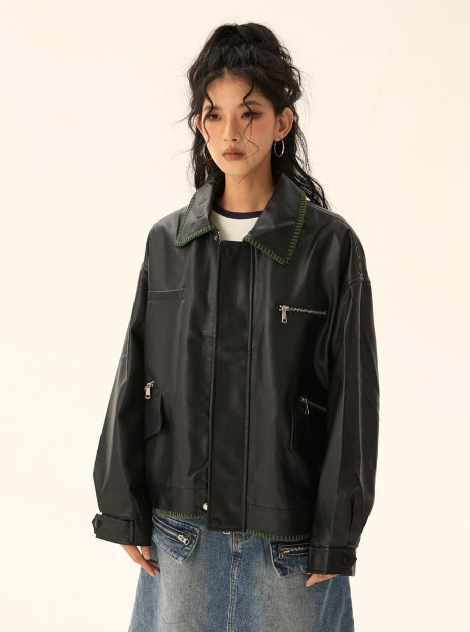 Classic Black Leather Jacket - chiclara