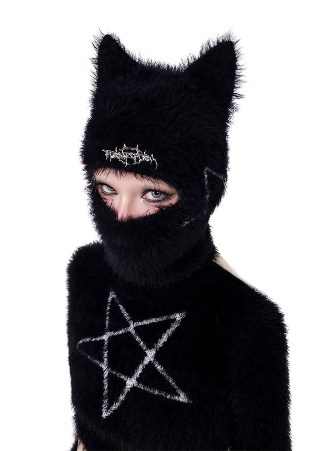 PINKSPINK Gothic Cat Ear Balaclava - Black