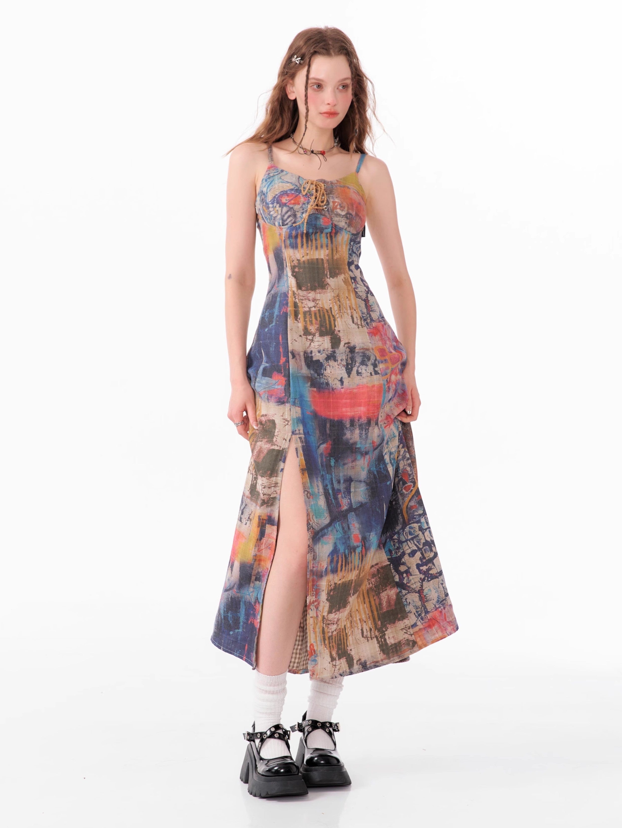 Abstract Print Maxi Dress