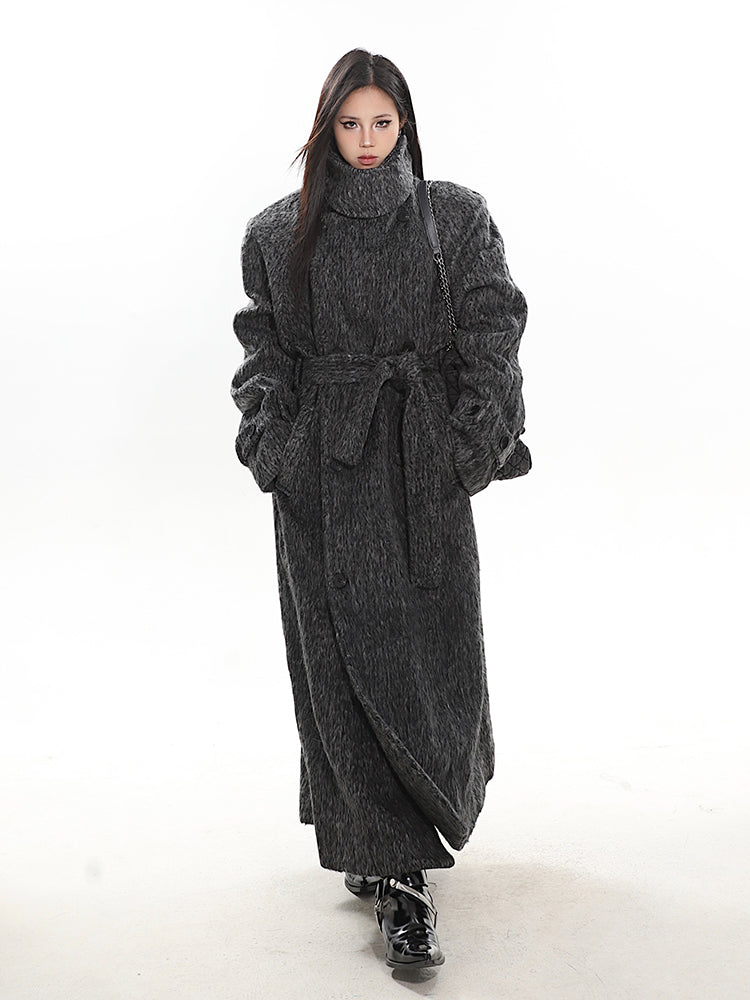 Turtleneck Wool Maxi Coat