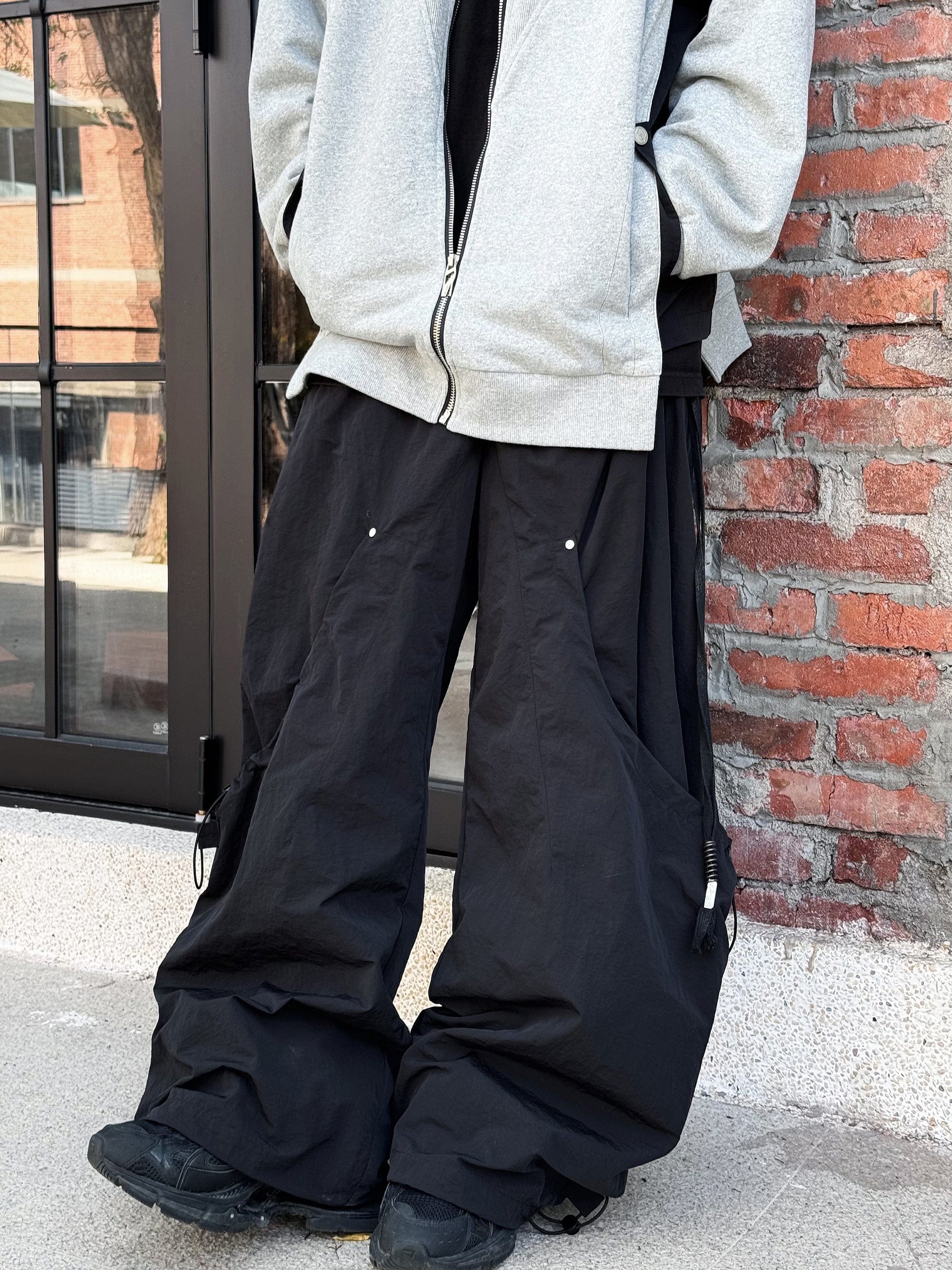 Drawstring Wide Leg Technical Pants