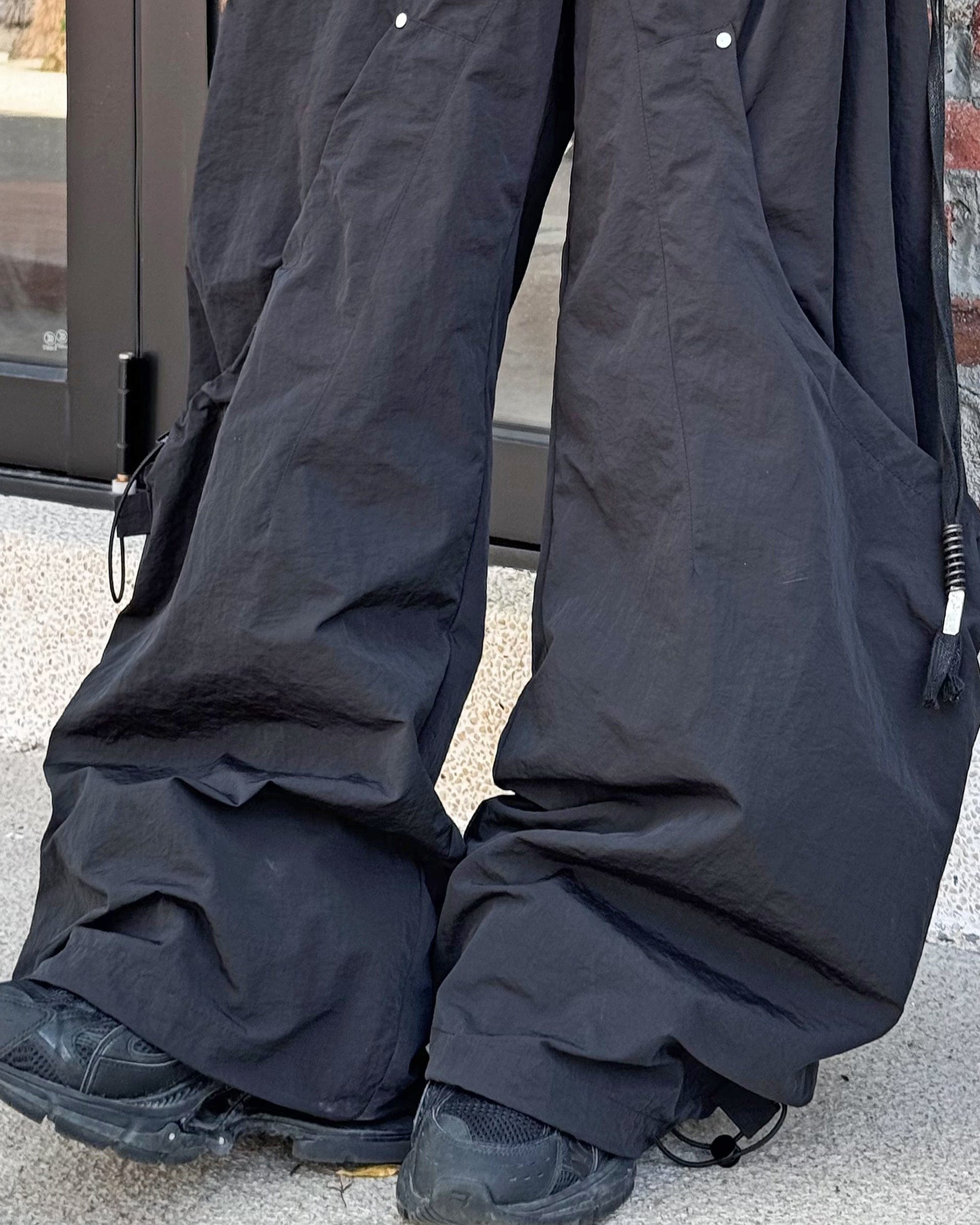 Drawstring Wide Leg Technical Pants