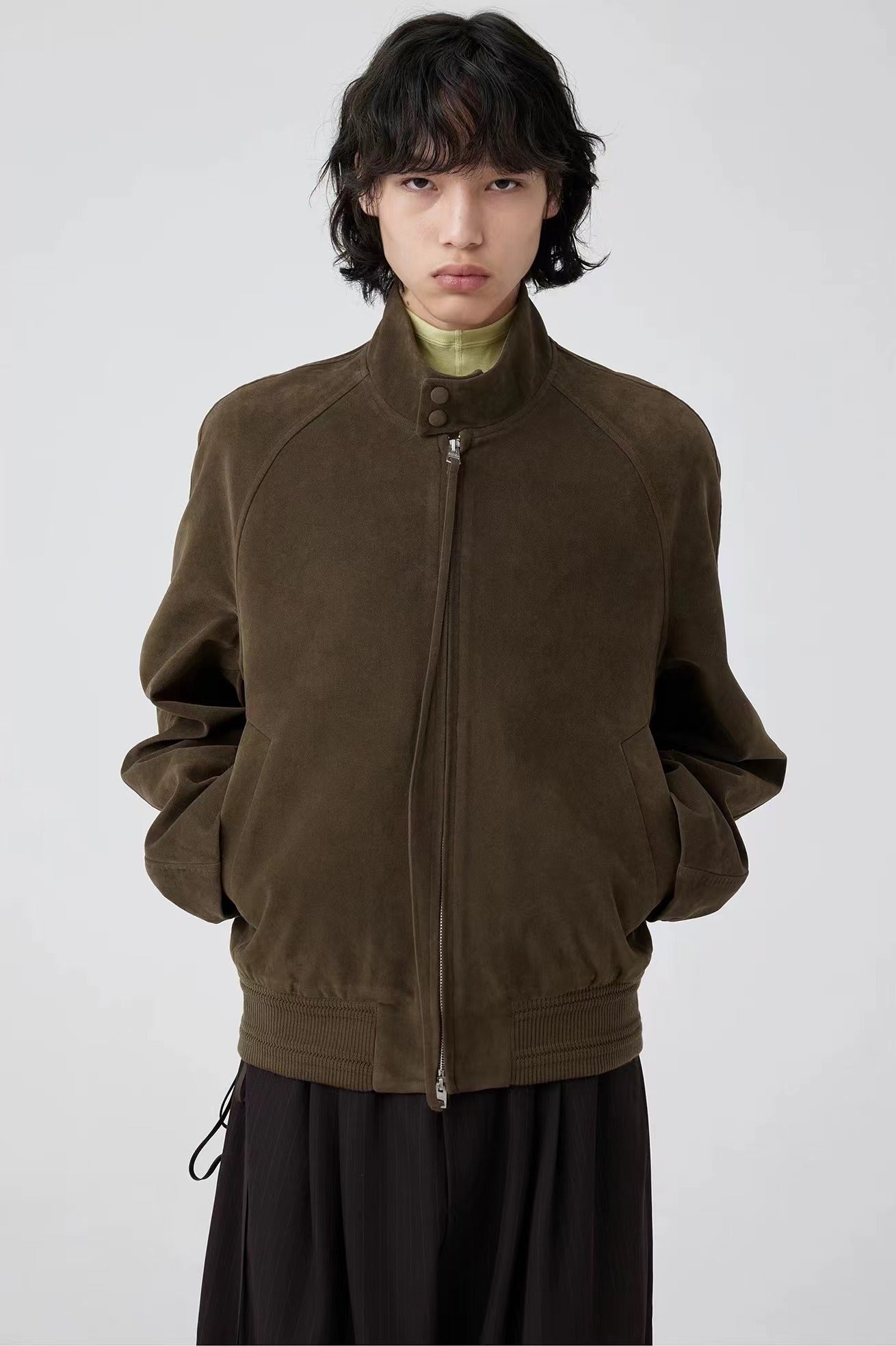 Brown Suede Bomber Jacket