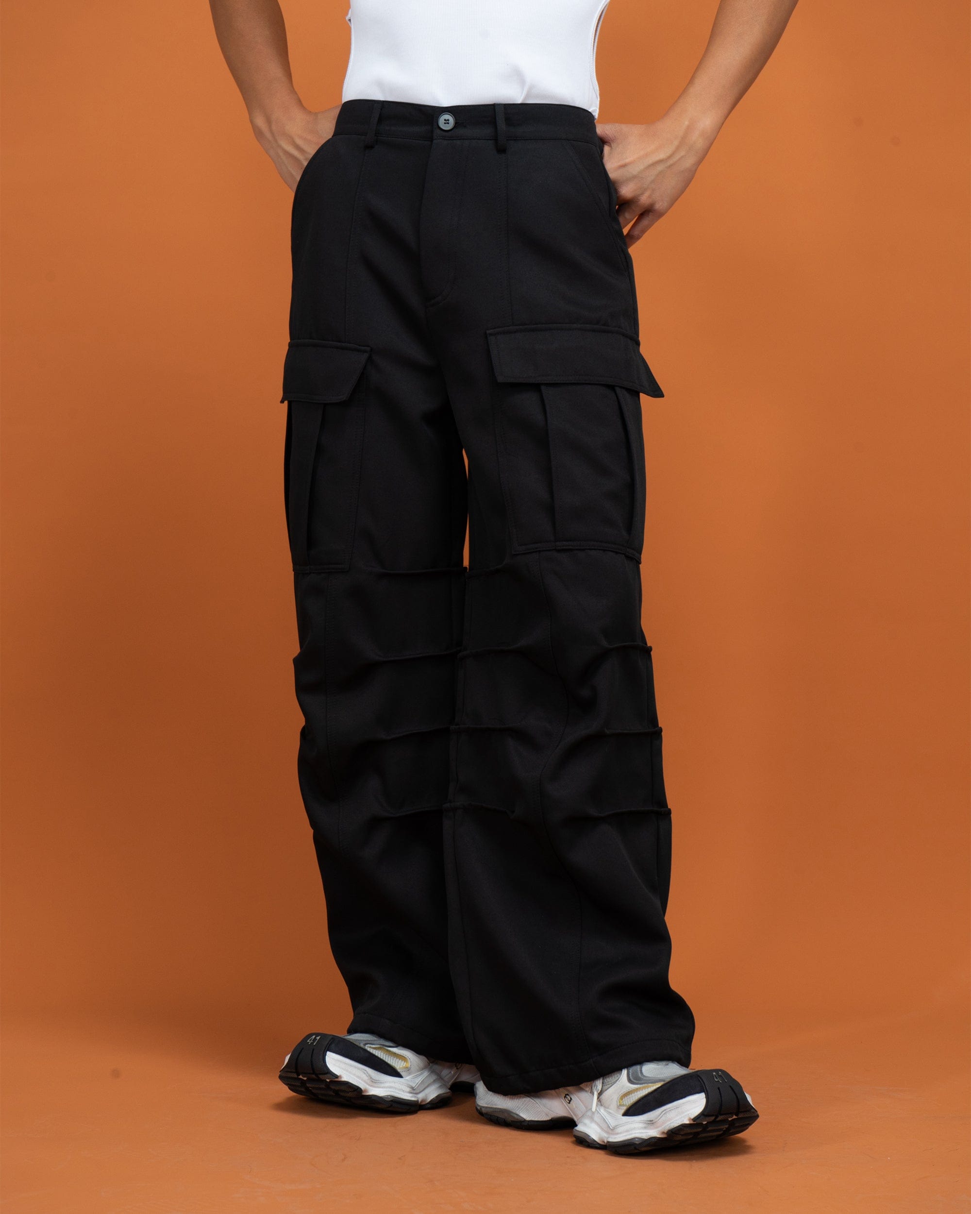 Multi-Pocket Crinkled Cargo Pants