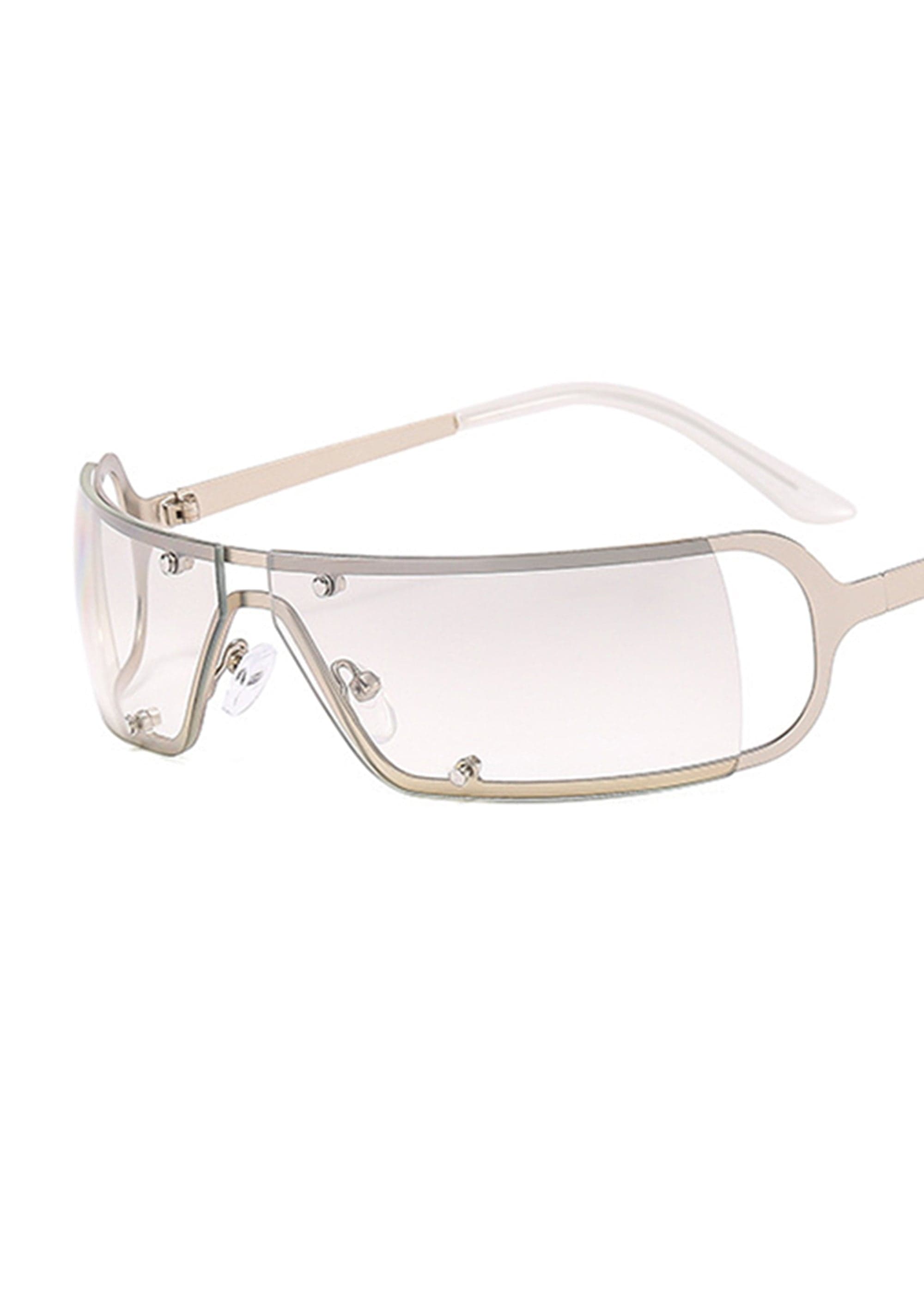 Rivet-Temple Narrow Square Sunglasses - view 12