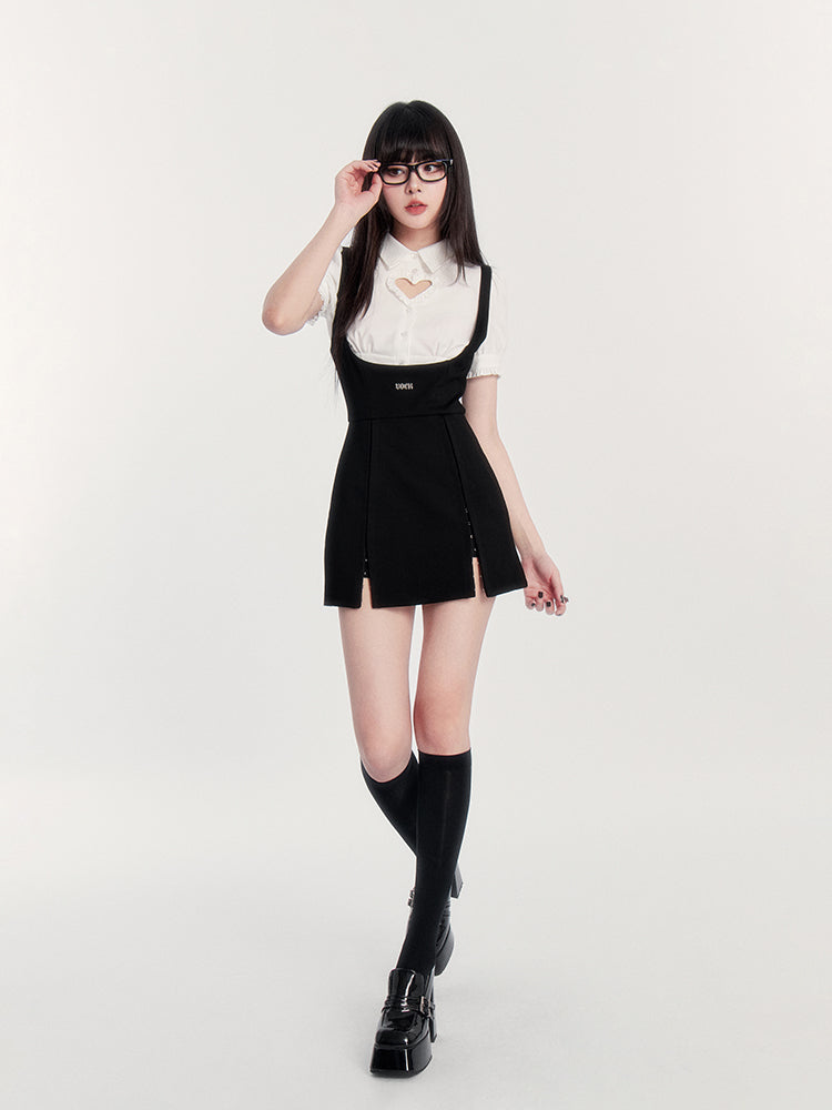 Double Slit Pinafore Dress