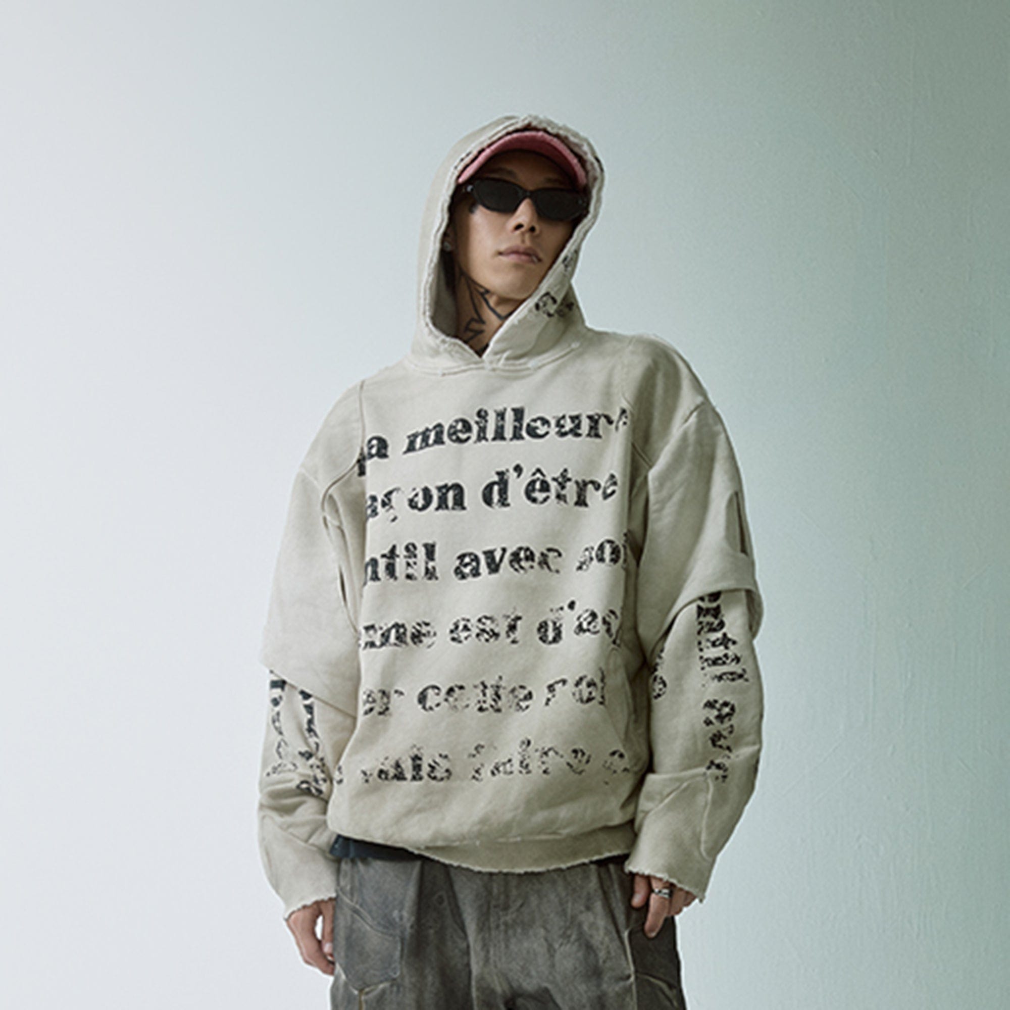 French Text Vintage Hoodie