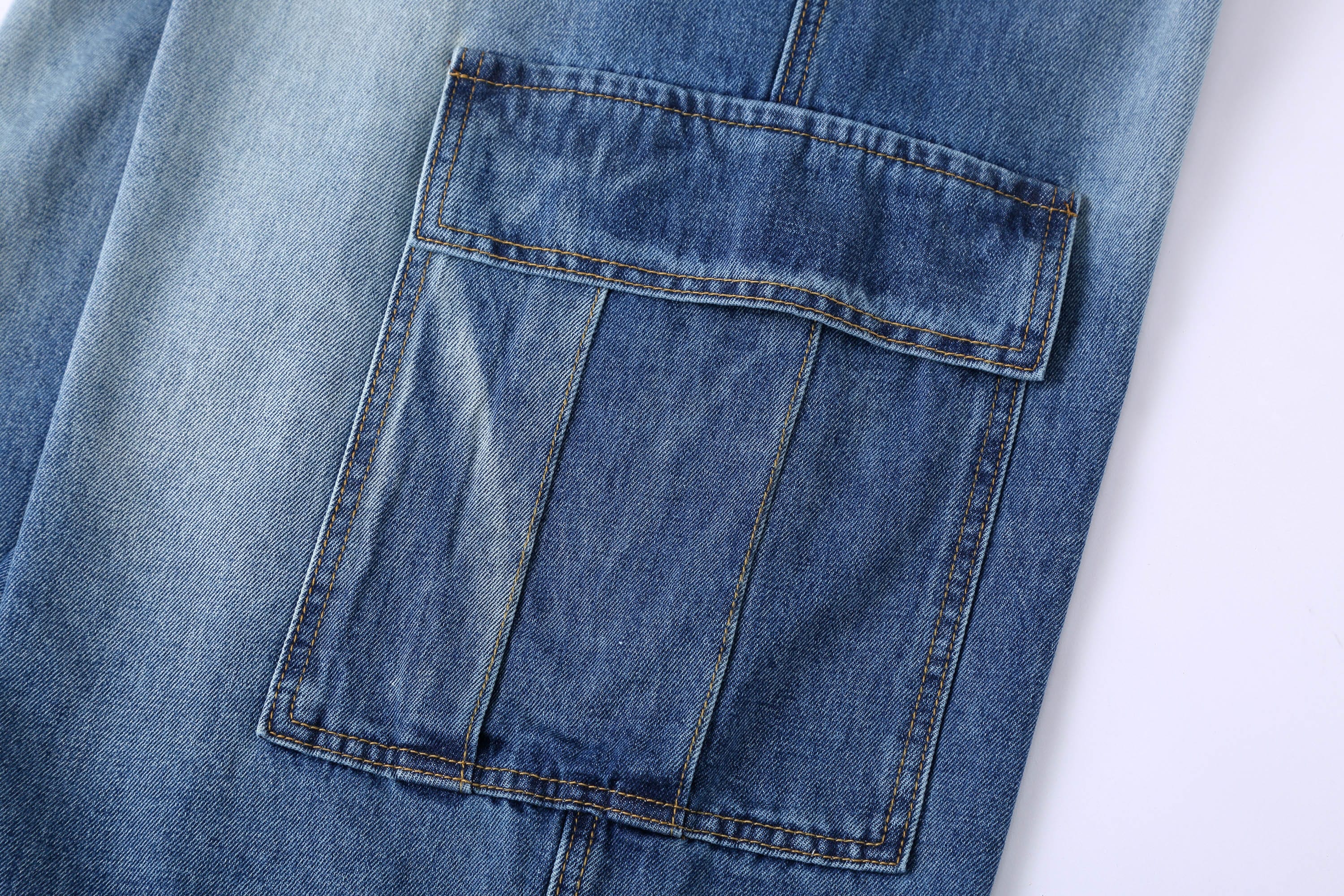 Baggy Denim Cargo Shorts