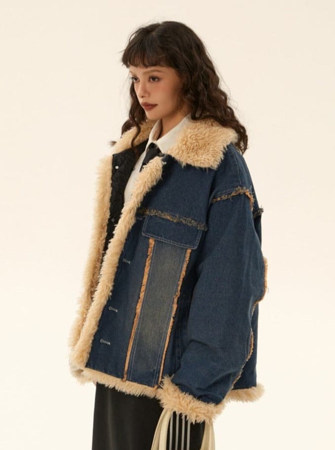 Denim Quilted Jacket - Enhanced Thickness And Style - chiclara