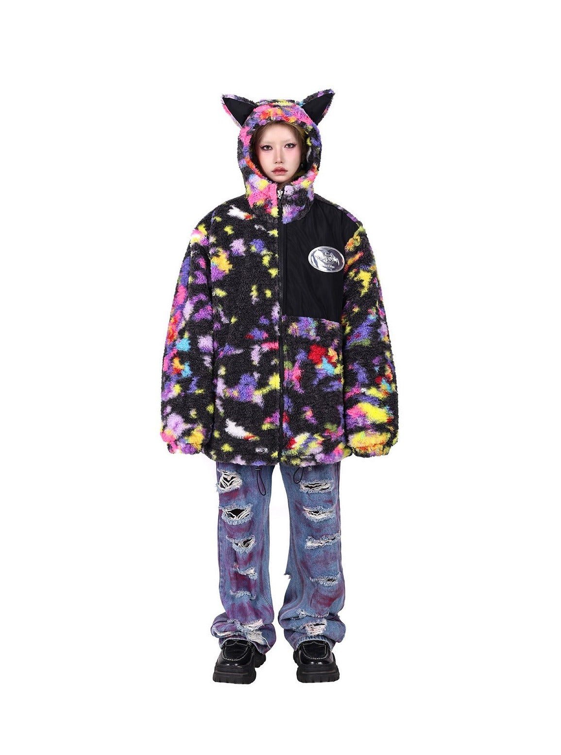 PINKSPINK Cosmic Cat Ear Fleece Jacket - Multicolor