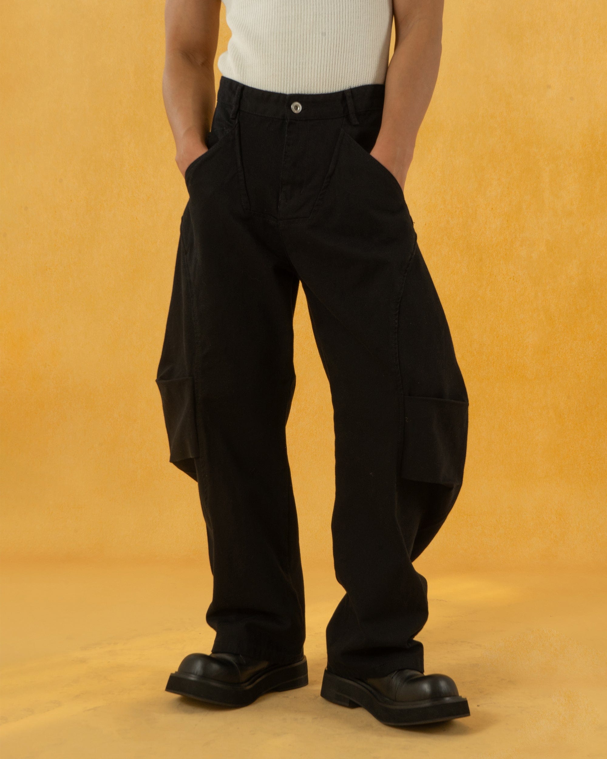 Deconstructed Pleated Button Utility Cargo Pants