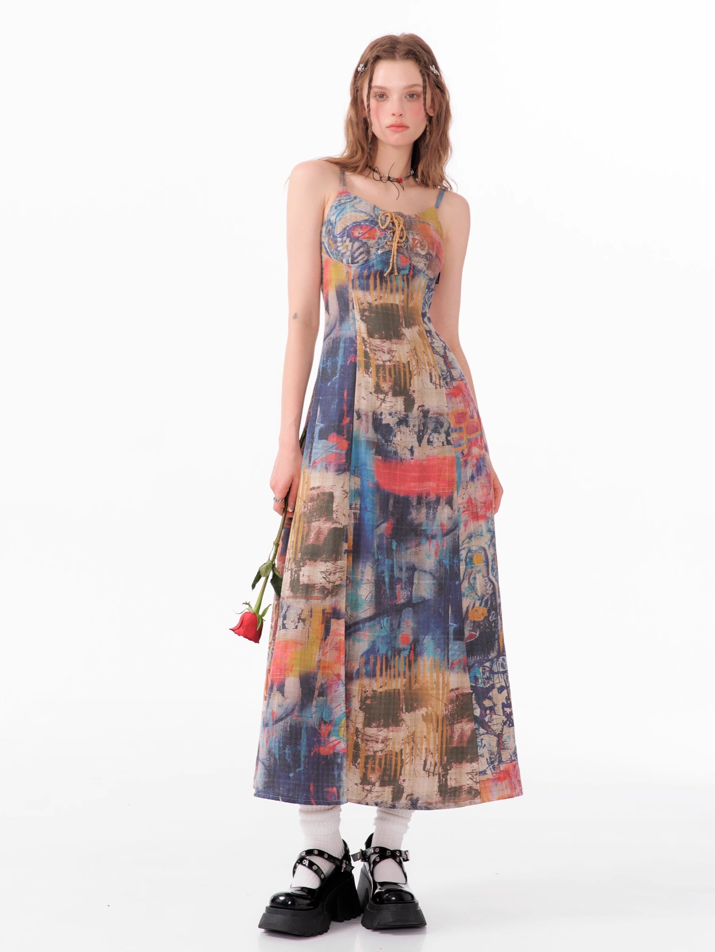 Abstract Print Maxi Dress