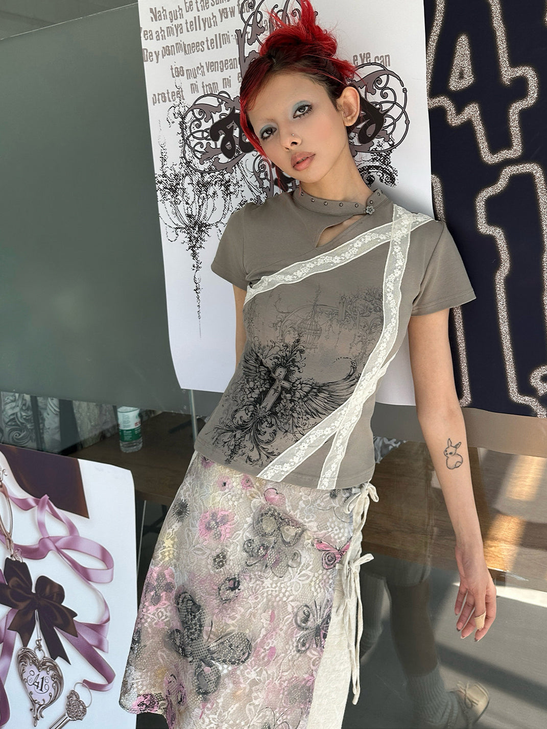 Cross Wing Cheongsam Collar Tee