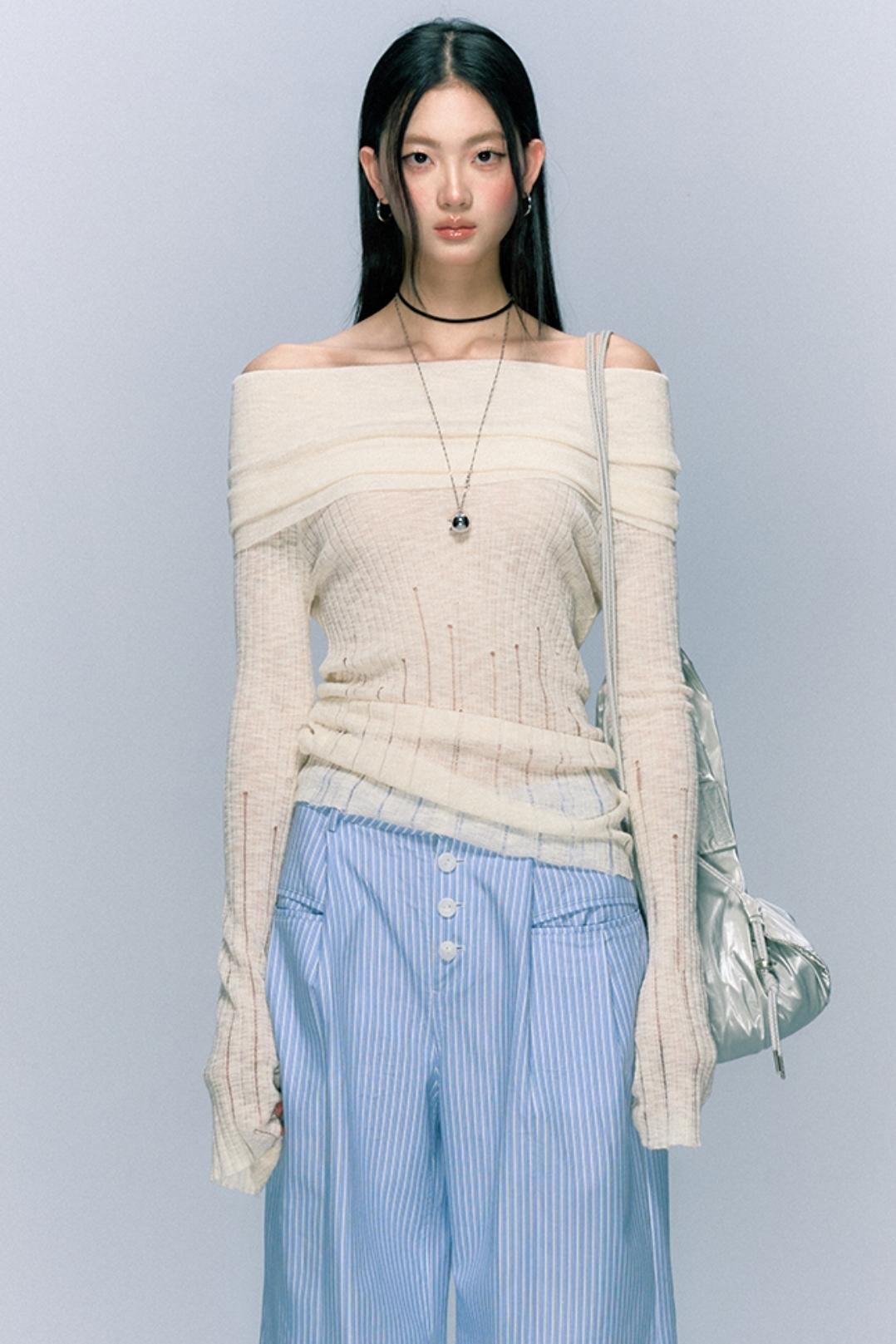 Asymmetric Folded Designer Knit Top