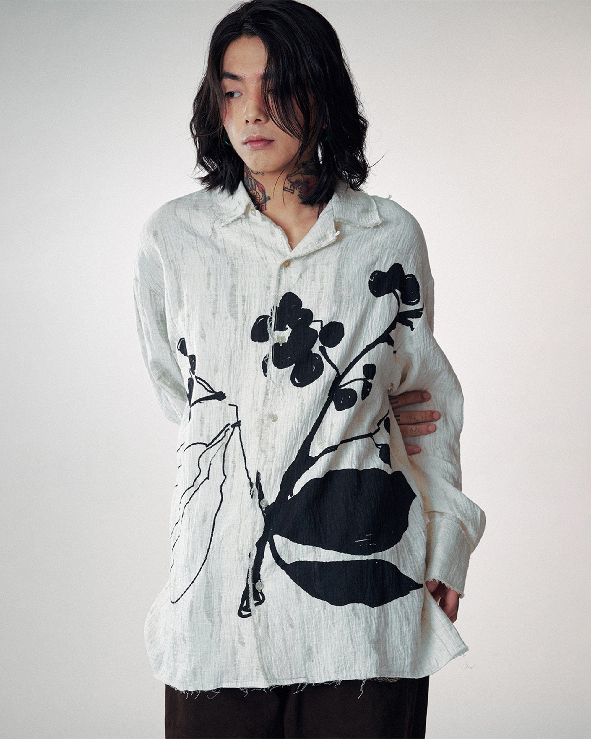 Ink Flower Linen Shirt