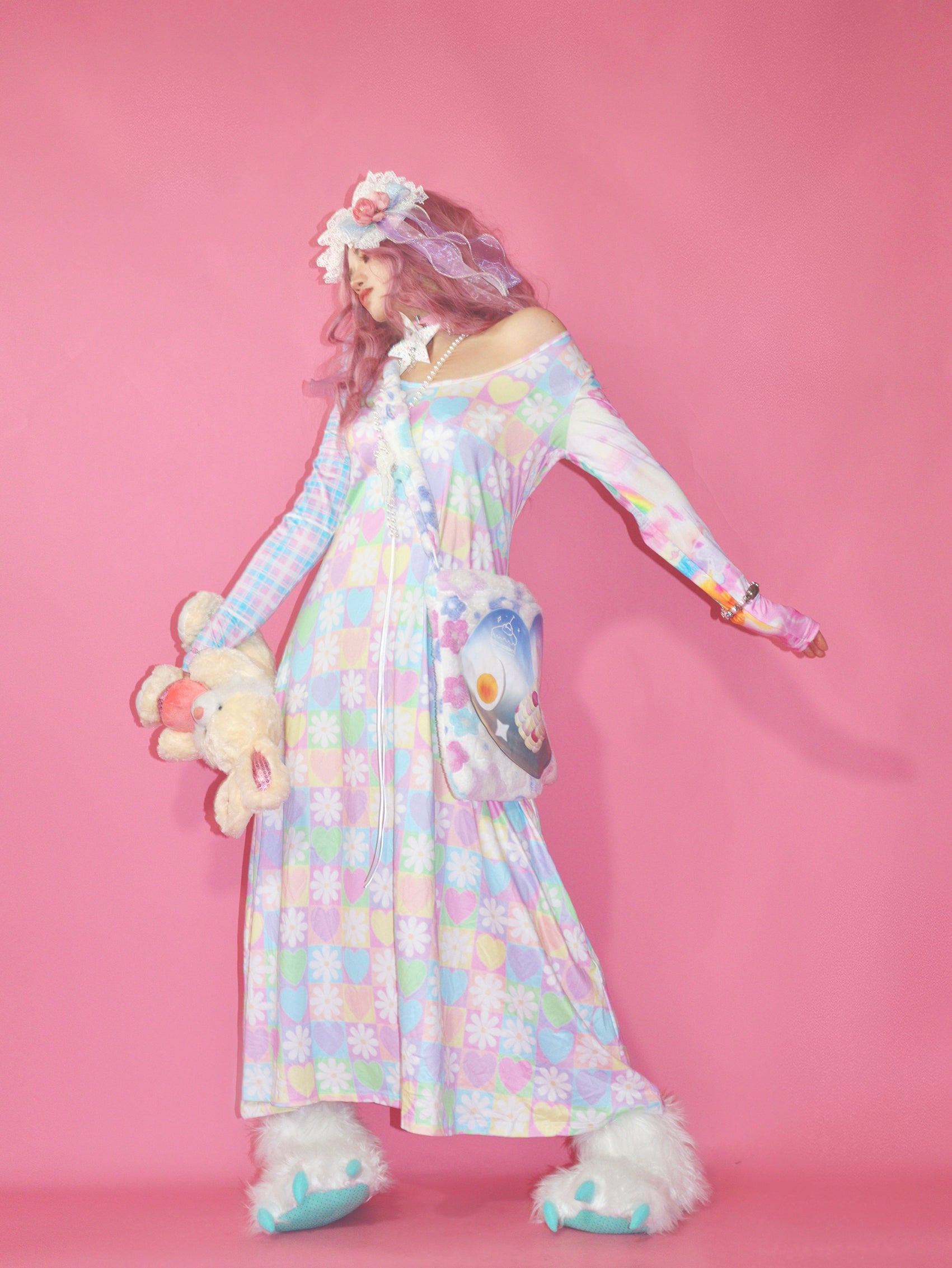 Pastel Patchwork Daisy Nightgown Dress
