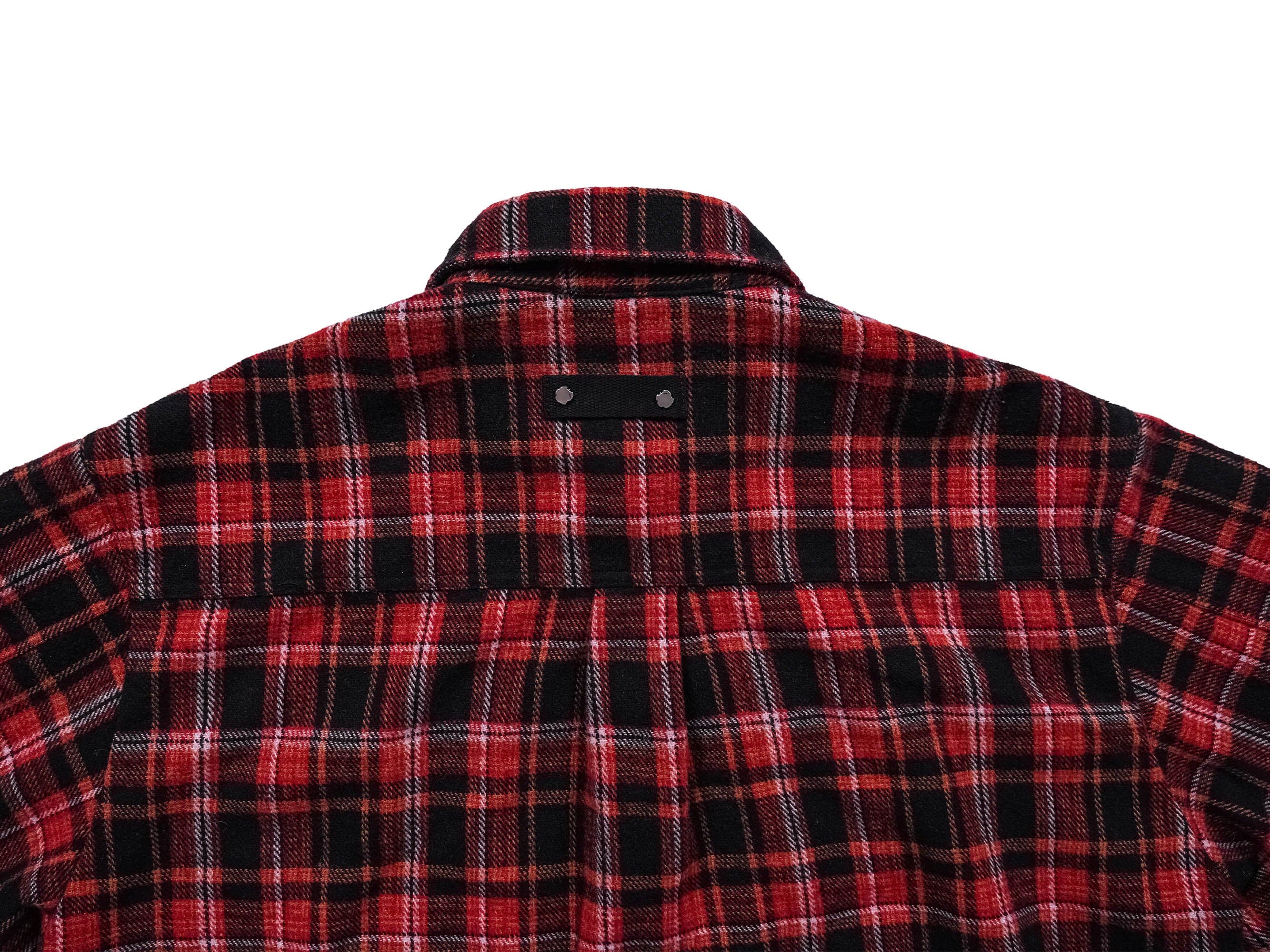 Crimson Distressed Plaid Flannel Shirt