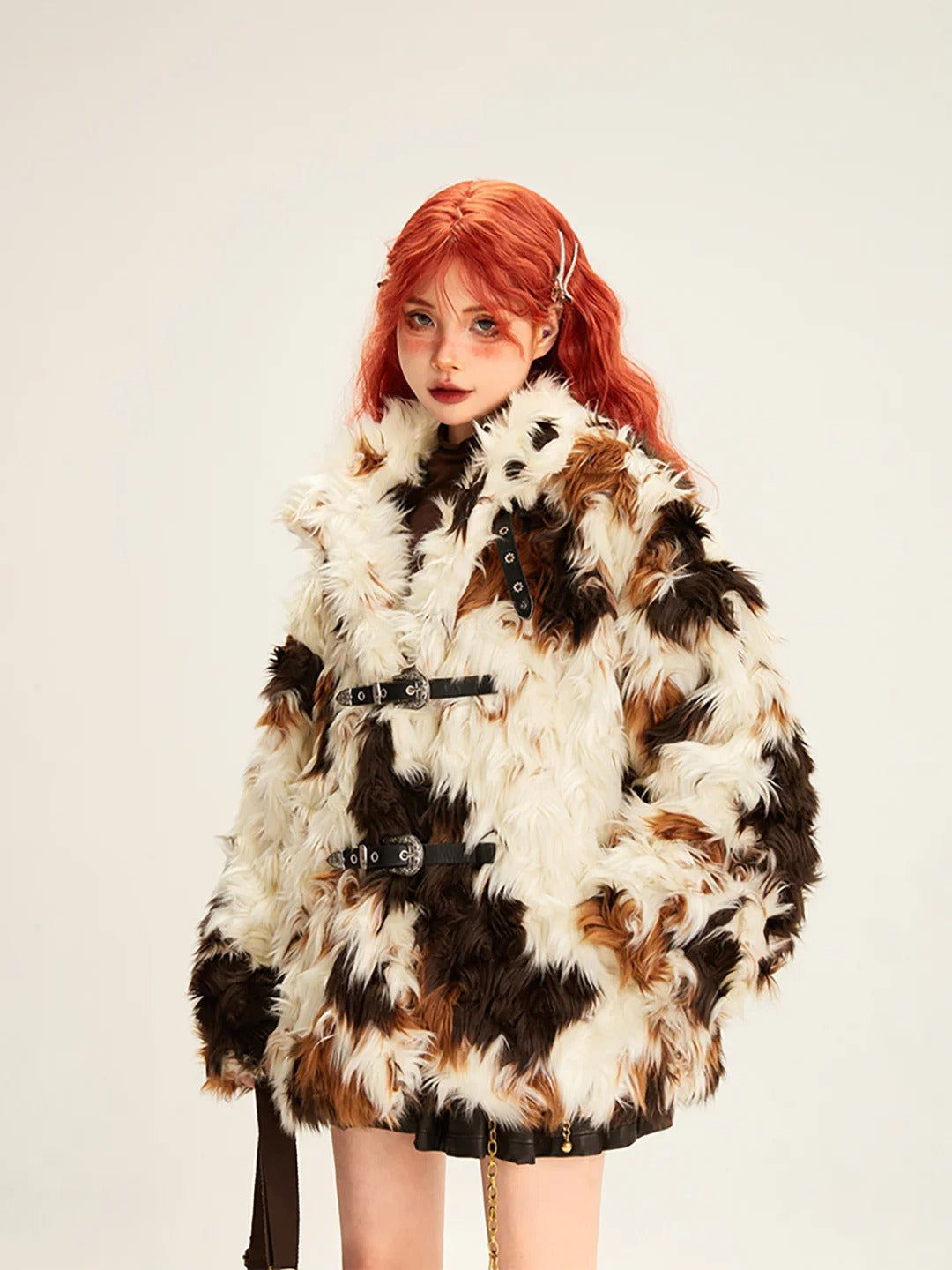 Eclectic Patchwork Faux Fur Coat - chiclara