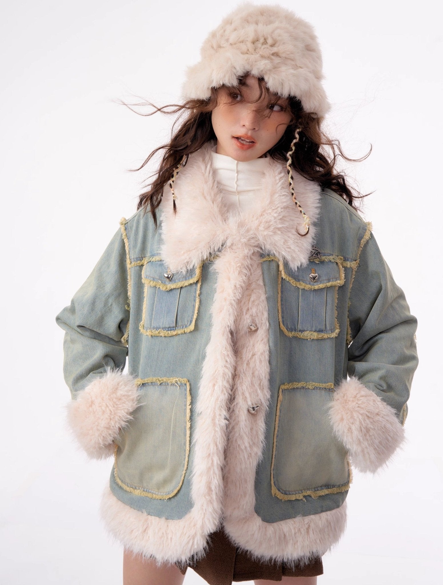 Fur Trim Denim Jacket