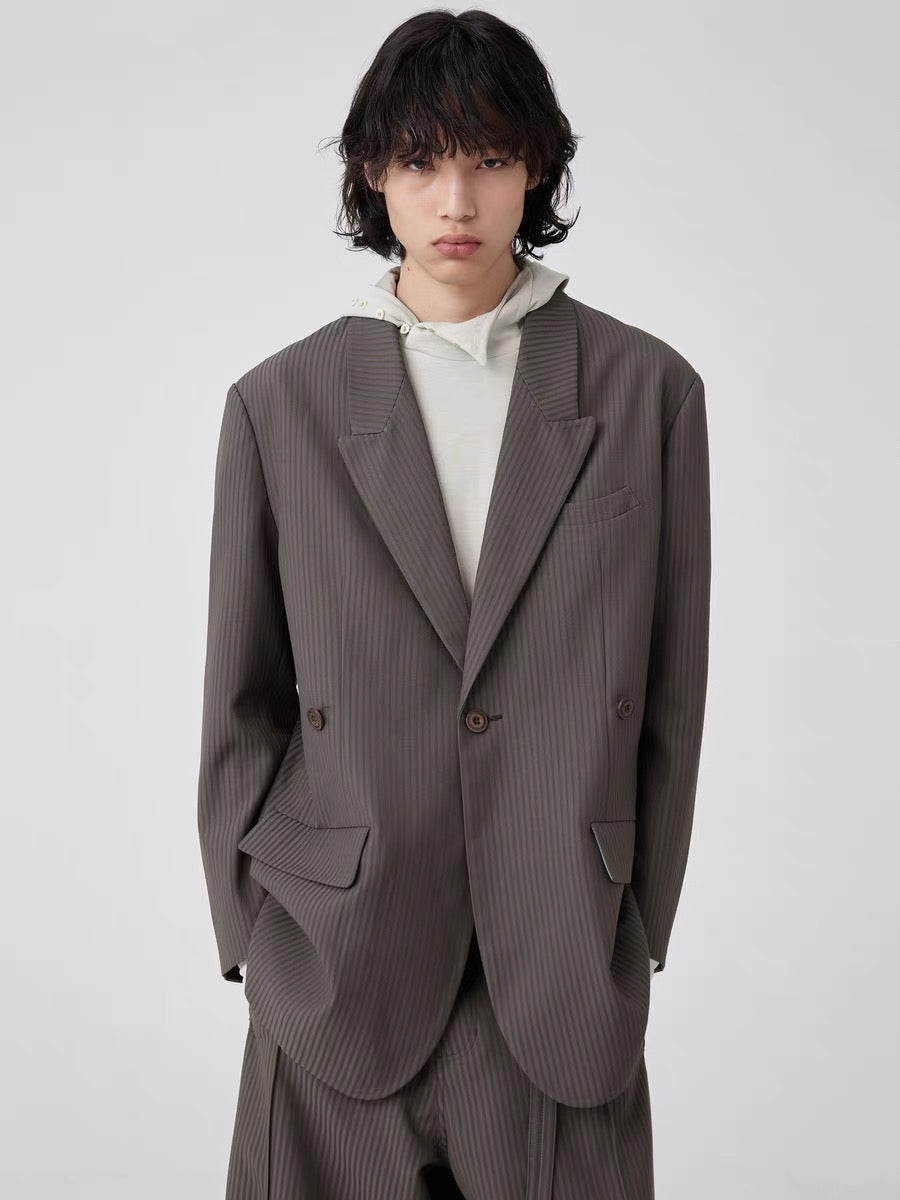 Oversized Pinstripe Charcoal Blazer Suit