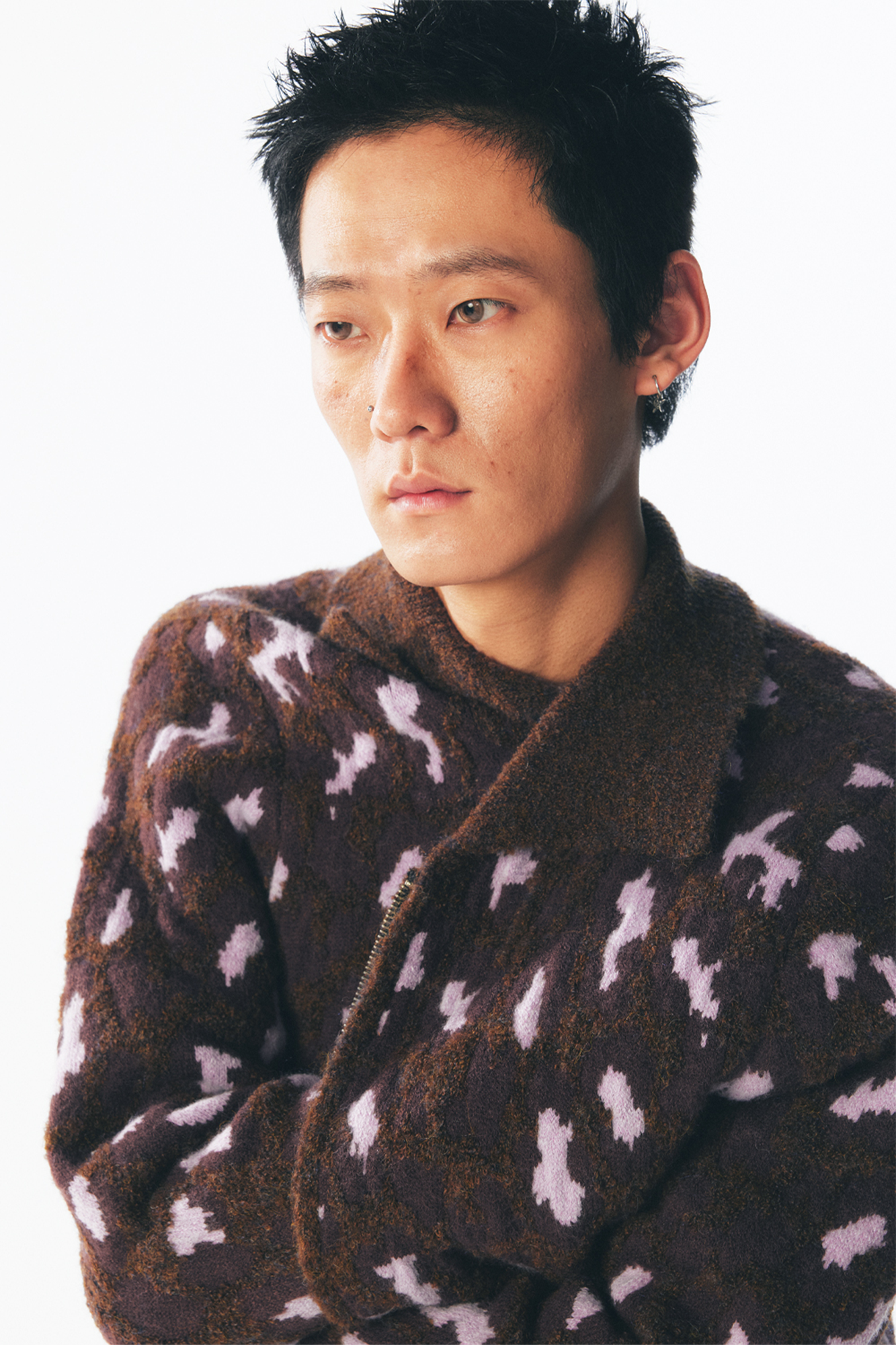 Strawberry Leopard Dual-Zip Knit Jacket