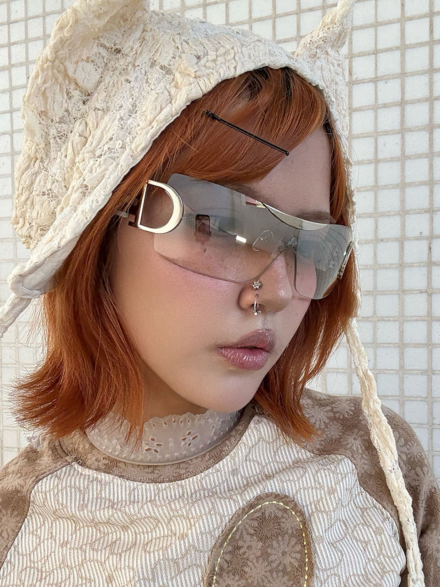Sculpted Shield Wraparound Sunglasses - view 5