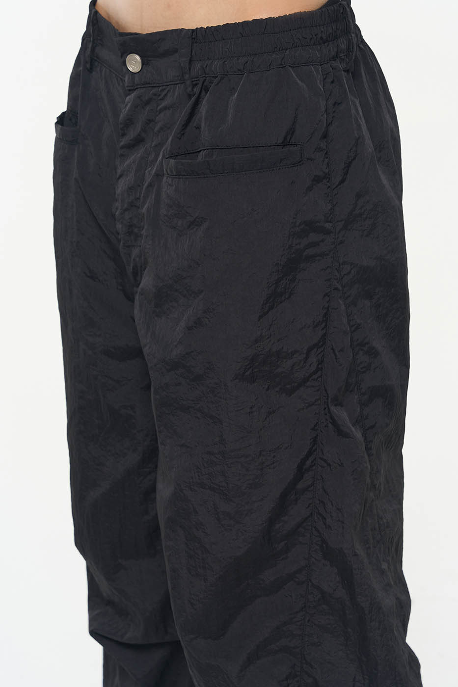 Black Nylon Track Pants