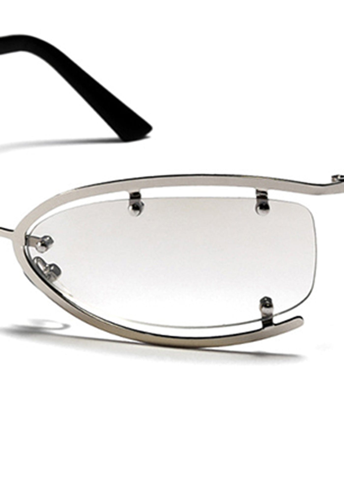 Rimless Rectangle Metal Slim Sunglasses