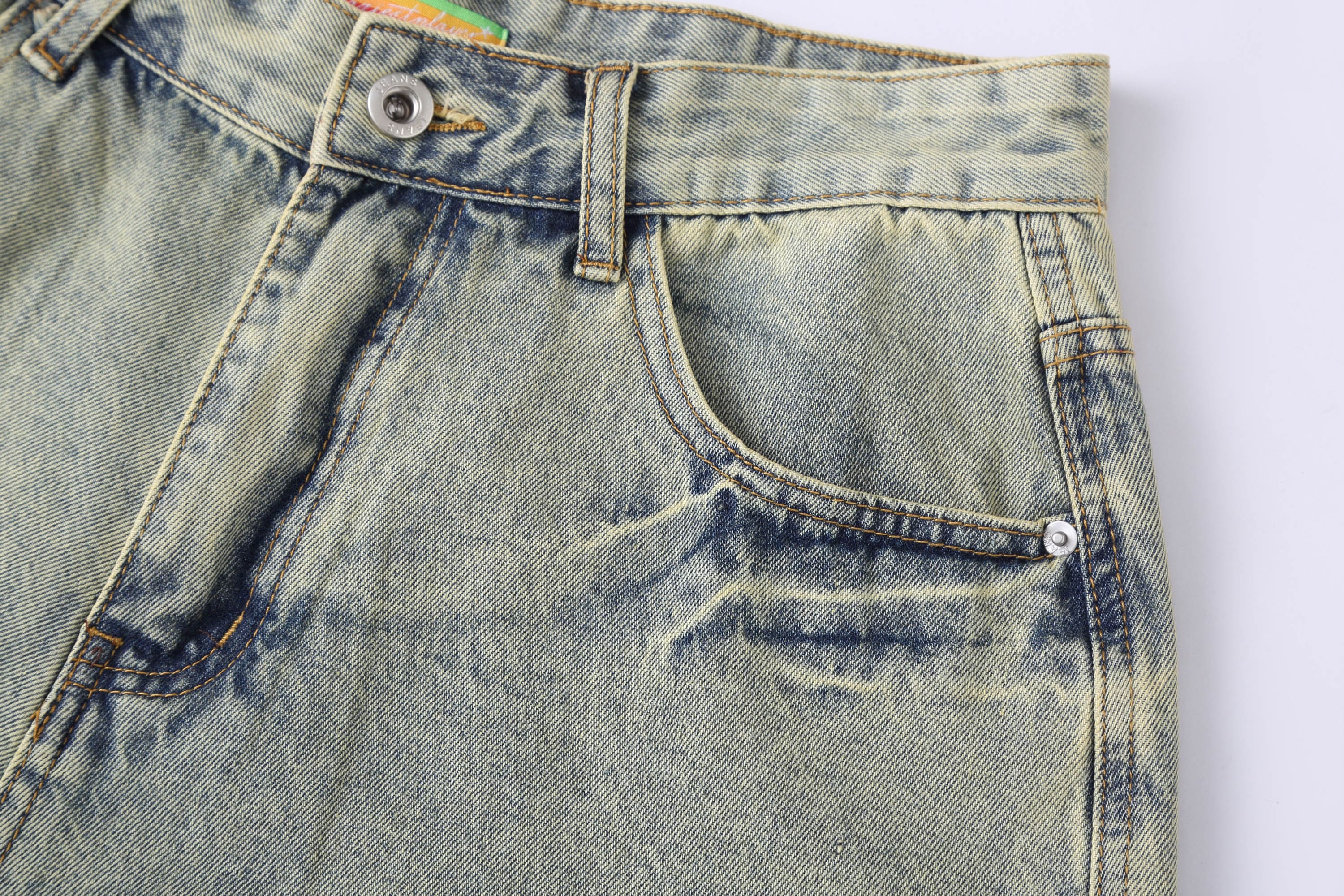 Distressed Wide-Leg Knee-Length Denim Shorts