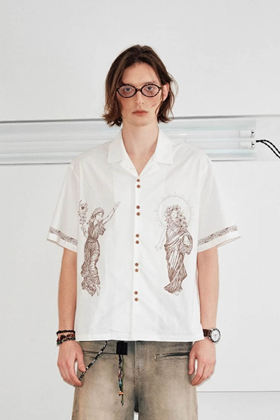 Angel Print Bowling Shirt