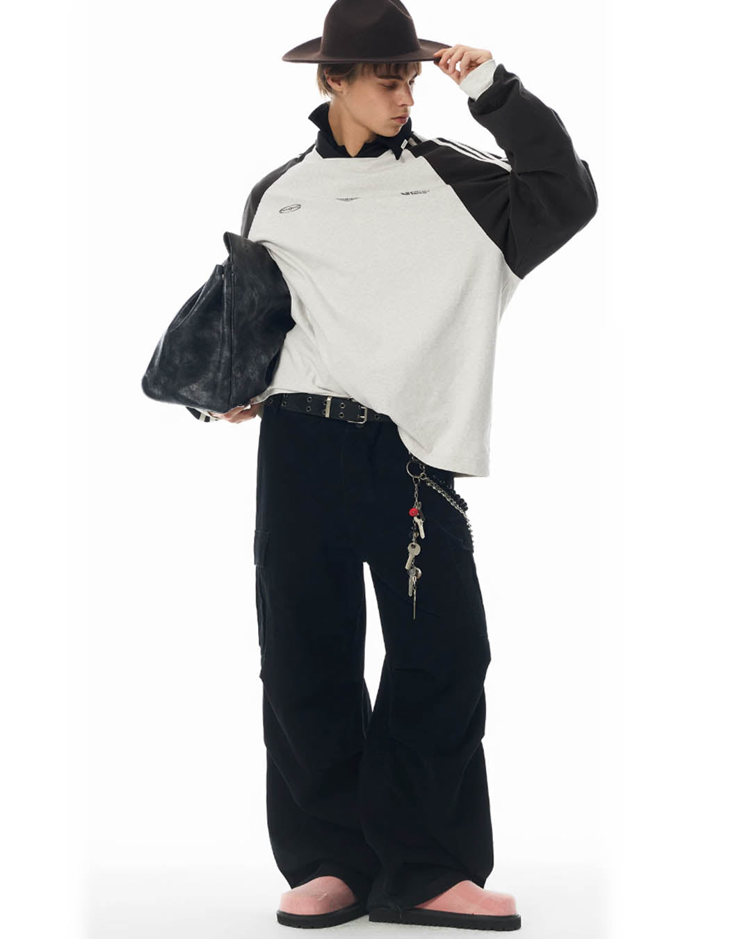 Washed Pleated Wide Leg Cargo Pants