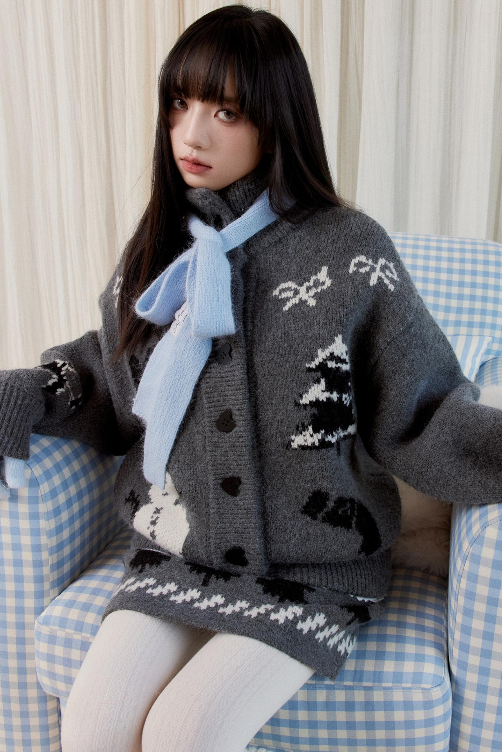 Winter Bow Cardigan Set