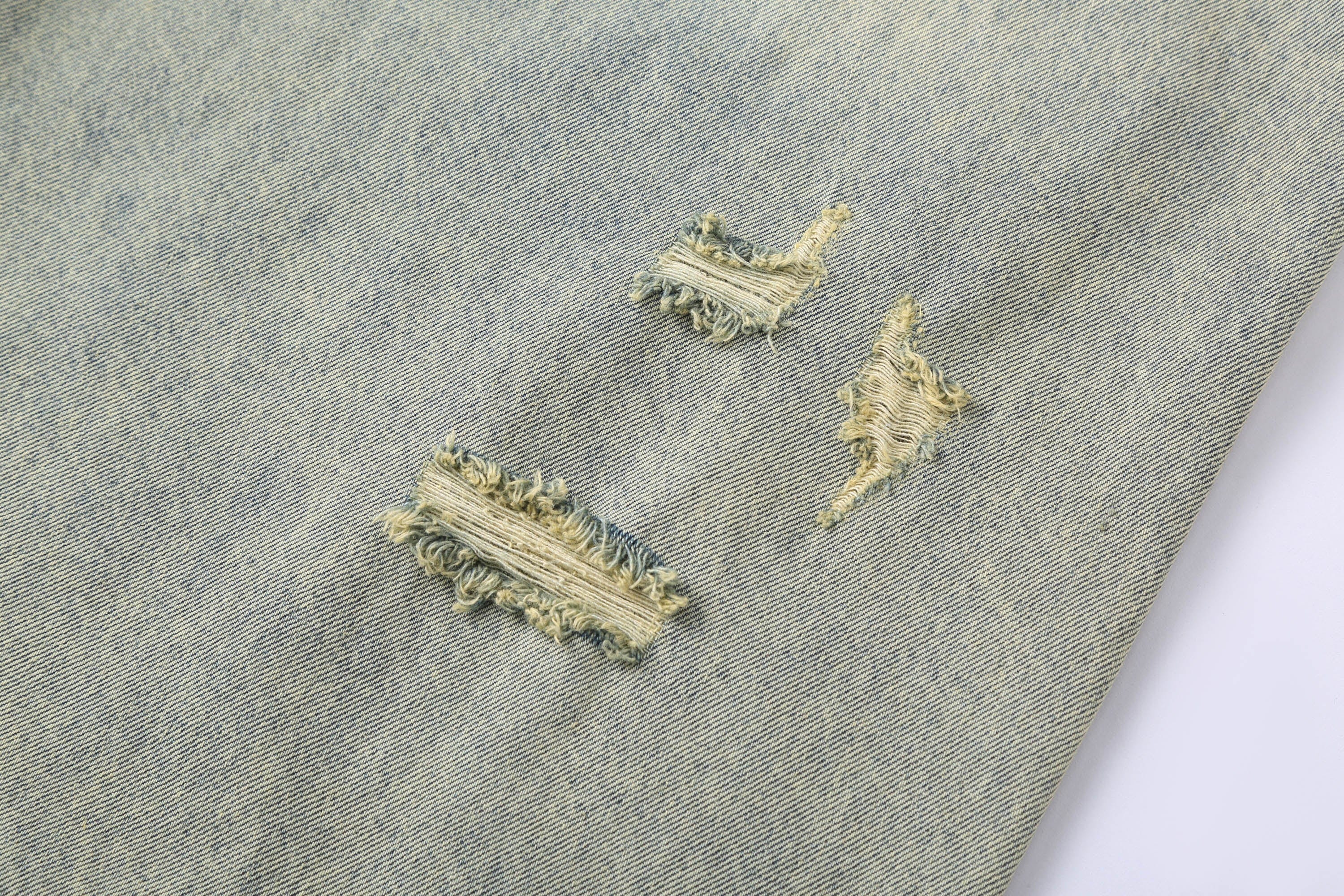 Distressed Wide-Leg Knee-Length Denim Shorts