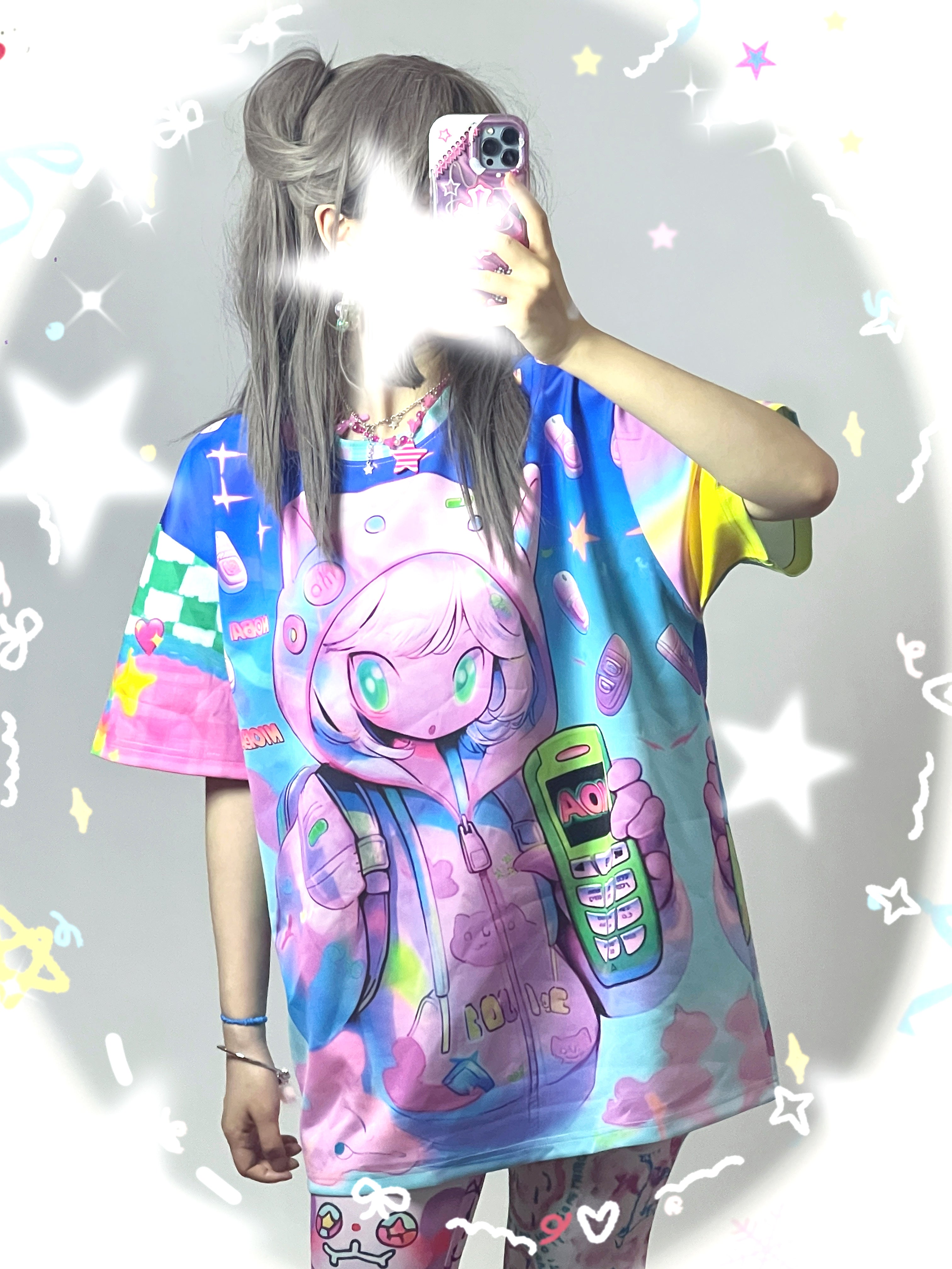 Kawaii Retro Phone Oversized T-Shirt