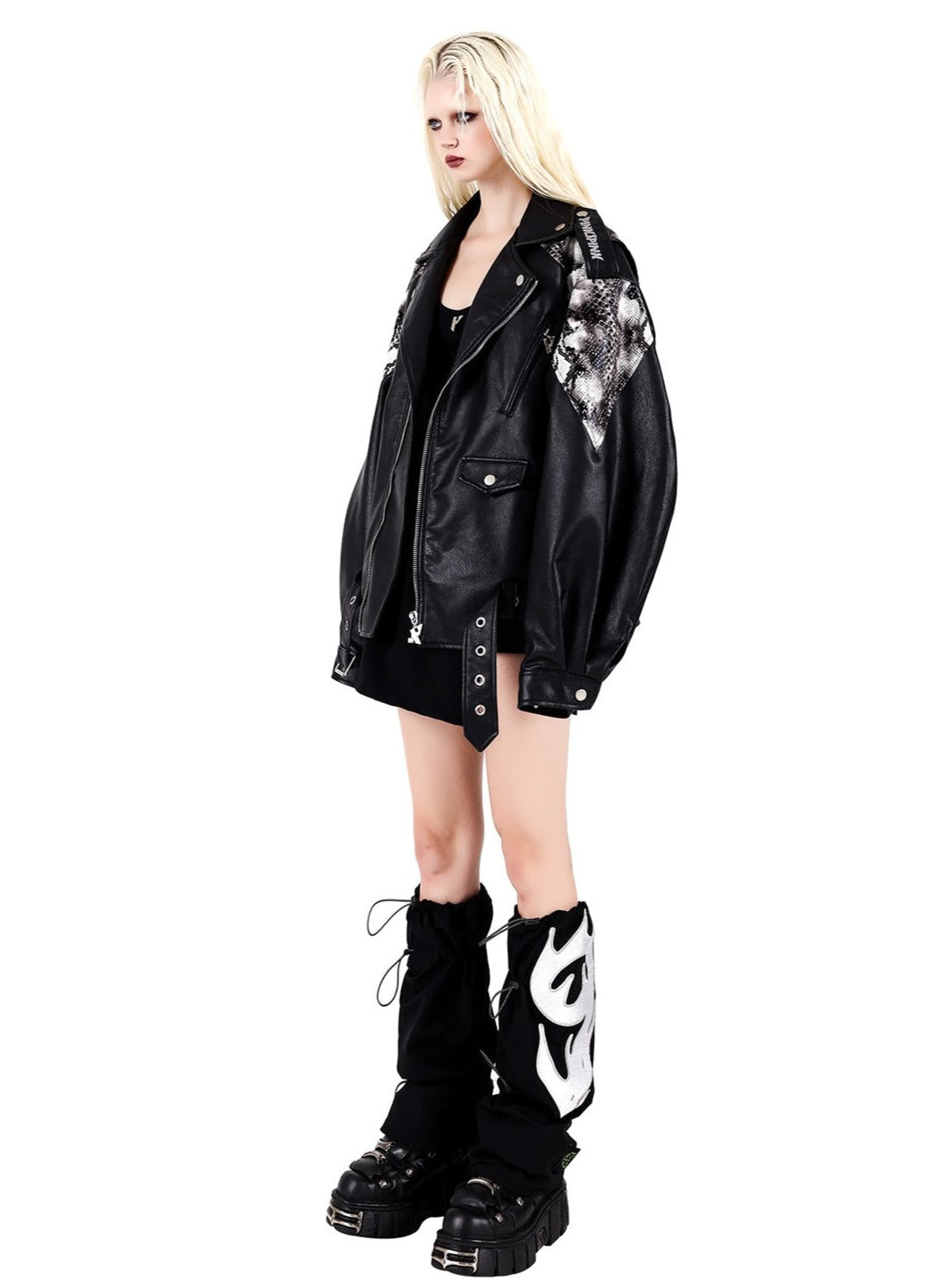 PINKSPINK Gothic Skull Biker Jacket - Jet Black